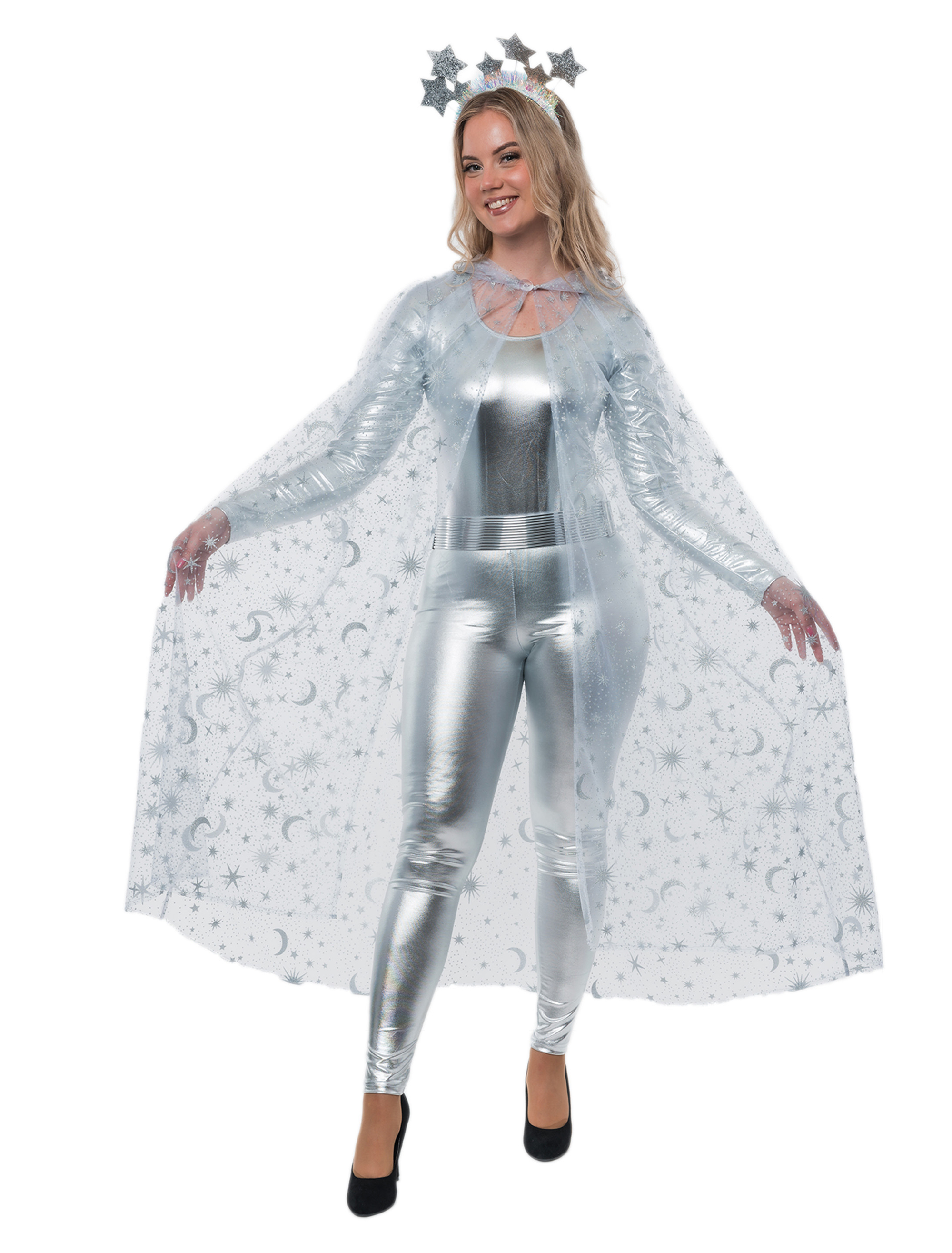 Cape Galaxy mit Kapuze Damen transparent one size