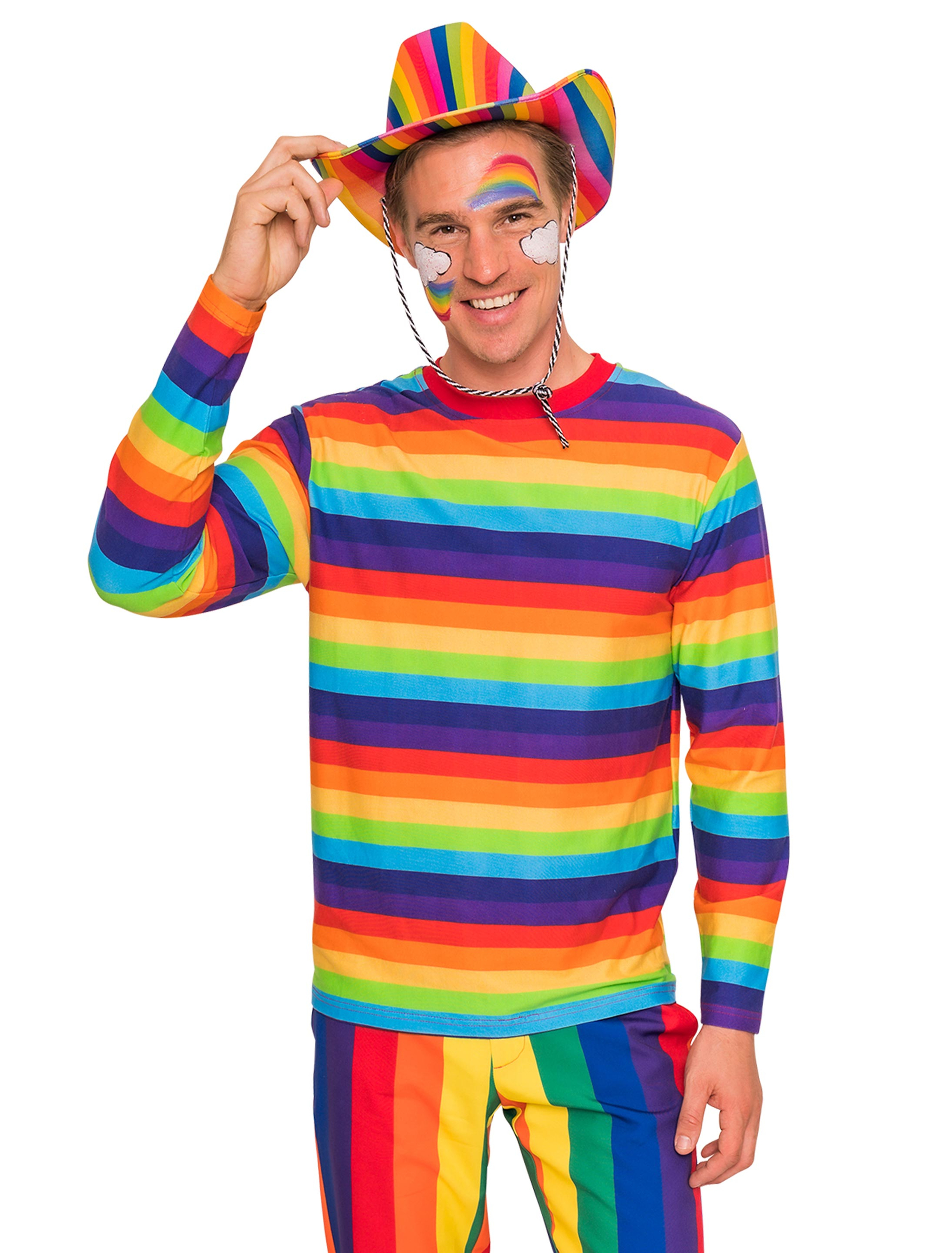 Shirt langarm Herren rainbow S