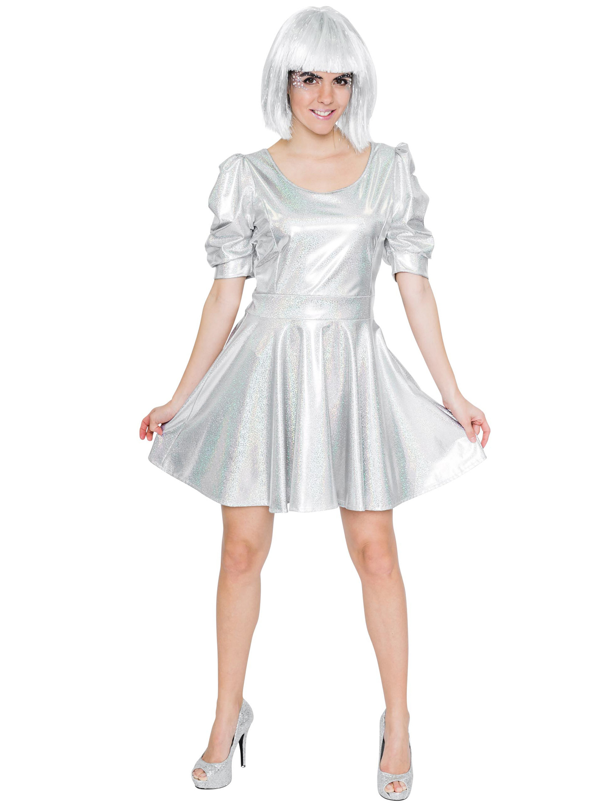 Spacekleid Laser Damen silber XL