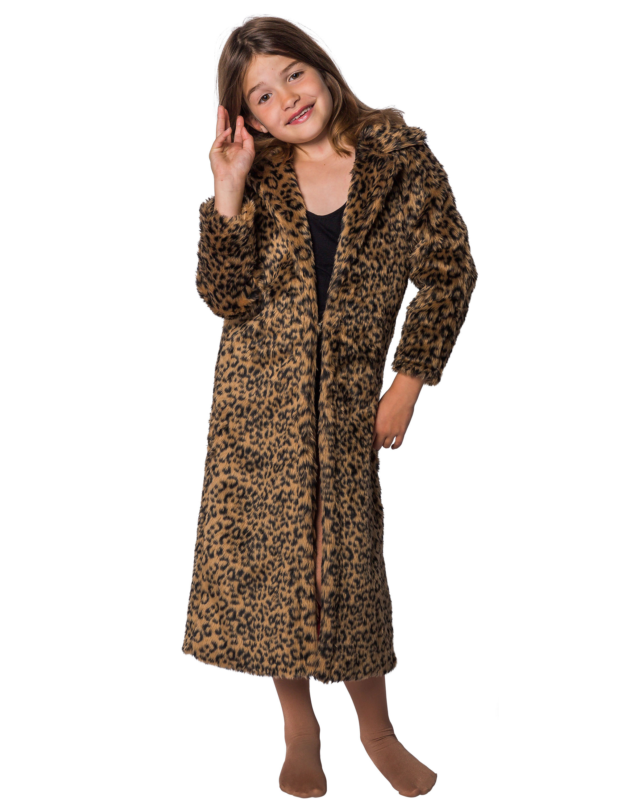 Mantel Kinder Leopardenmuster schwarz/braun 116-128