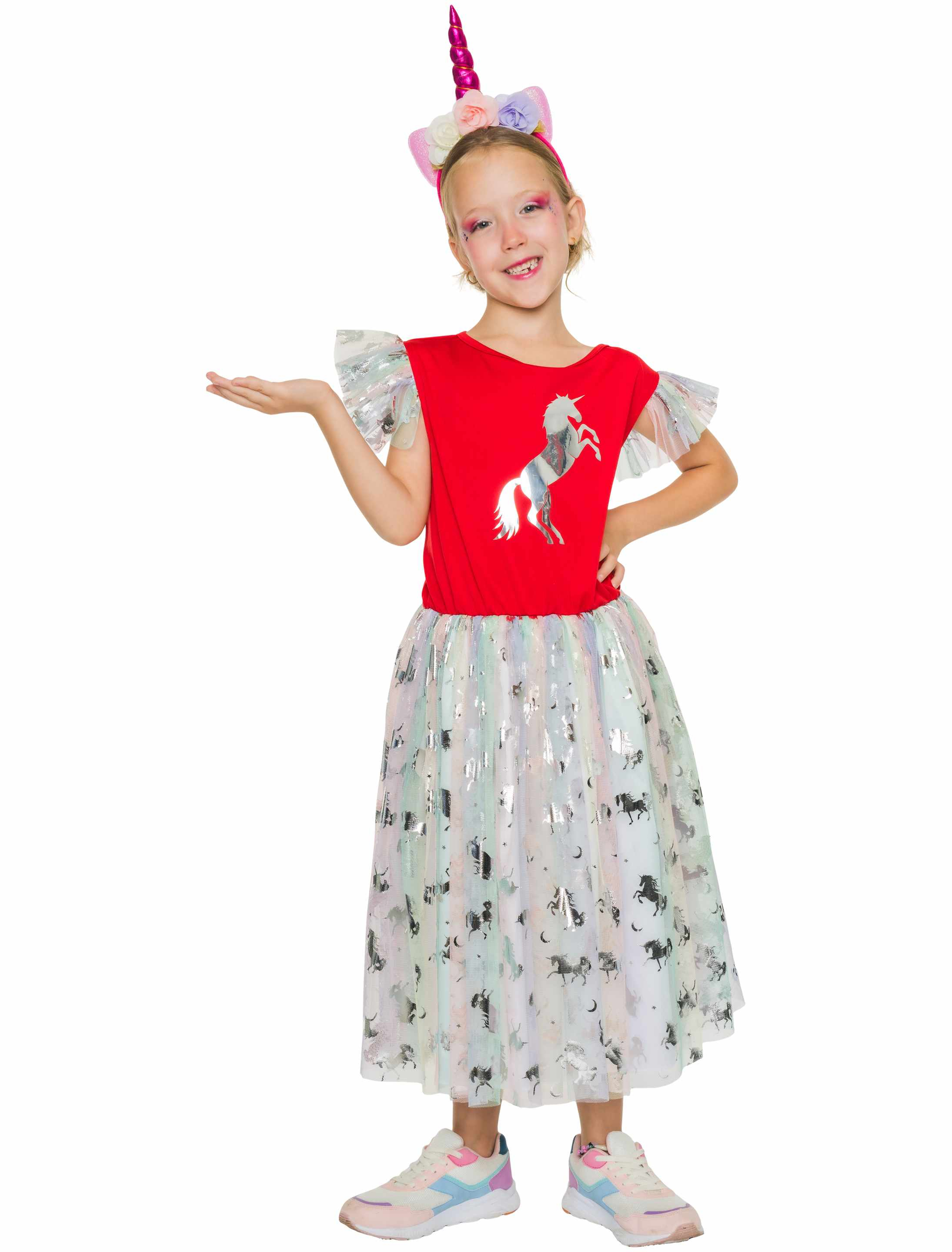 Kleid Einhorn Kinder bunt 140/152 Farbe: bunt