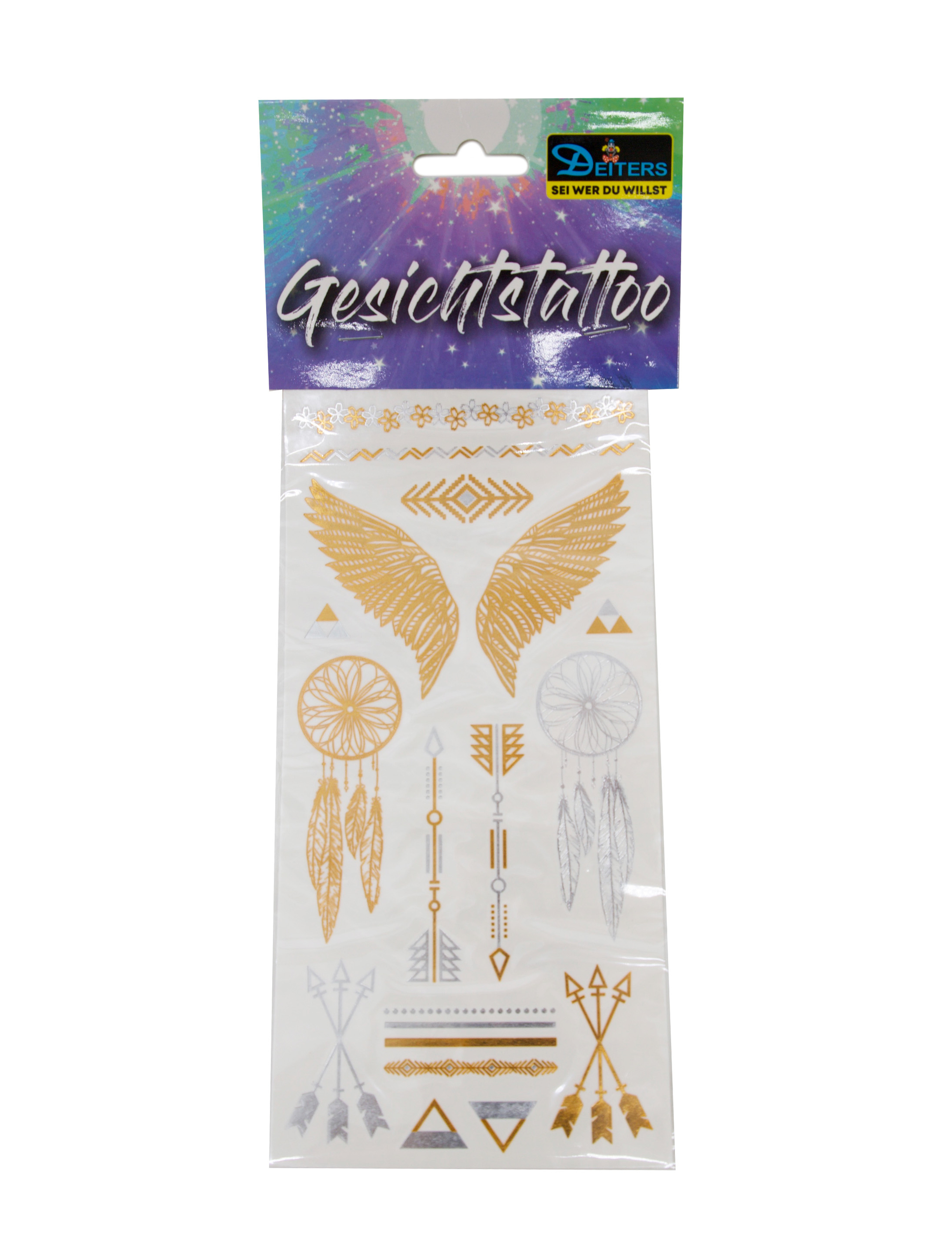 Kostümzubehör Tattoo Traumfänger Metallic gold/silber