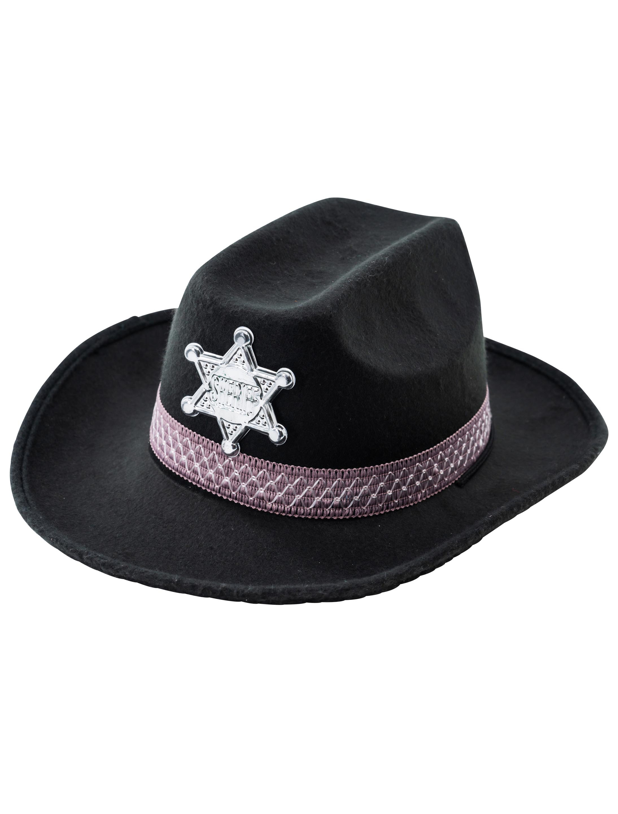 Kostümzubehör Cowboyhut mit Stern Kinder schwarz one size