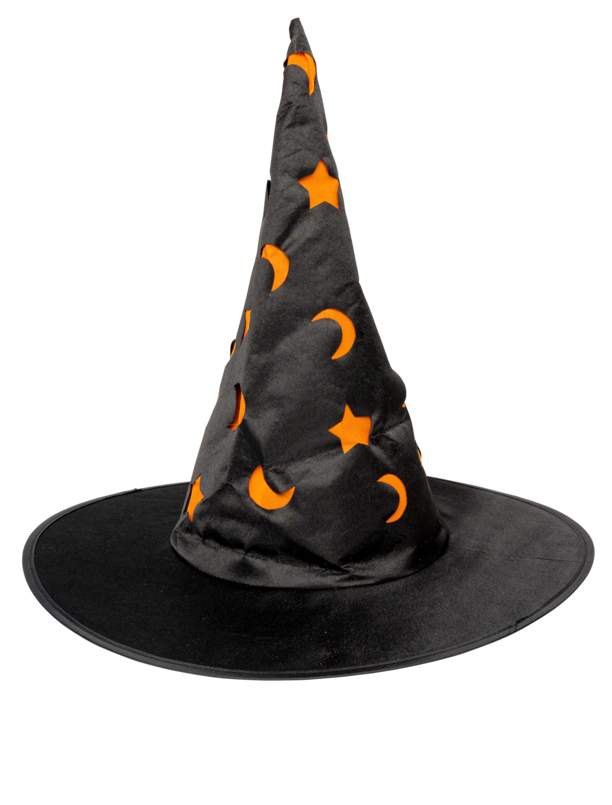 Kostümzubehör Hexenhut Mond und Sternen schwarz/orange one size