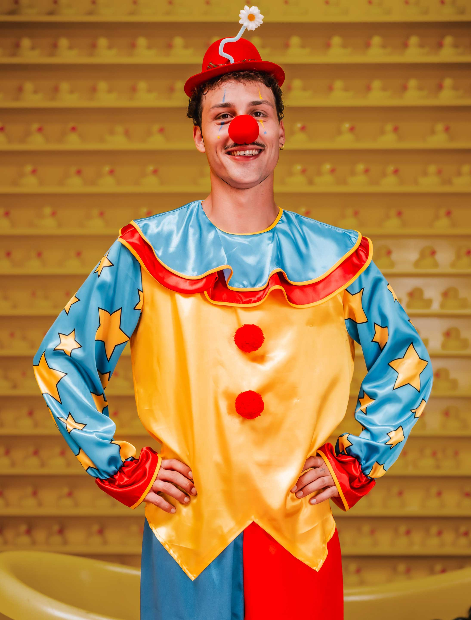 Oberteil Clown mit Pompoms und Sternen bunt L/XL Farbe: bunt