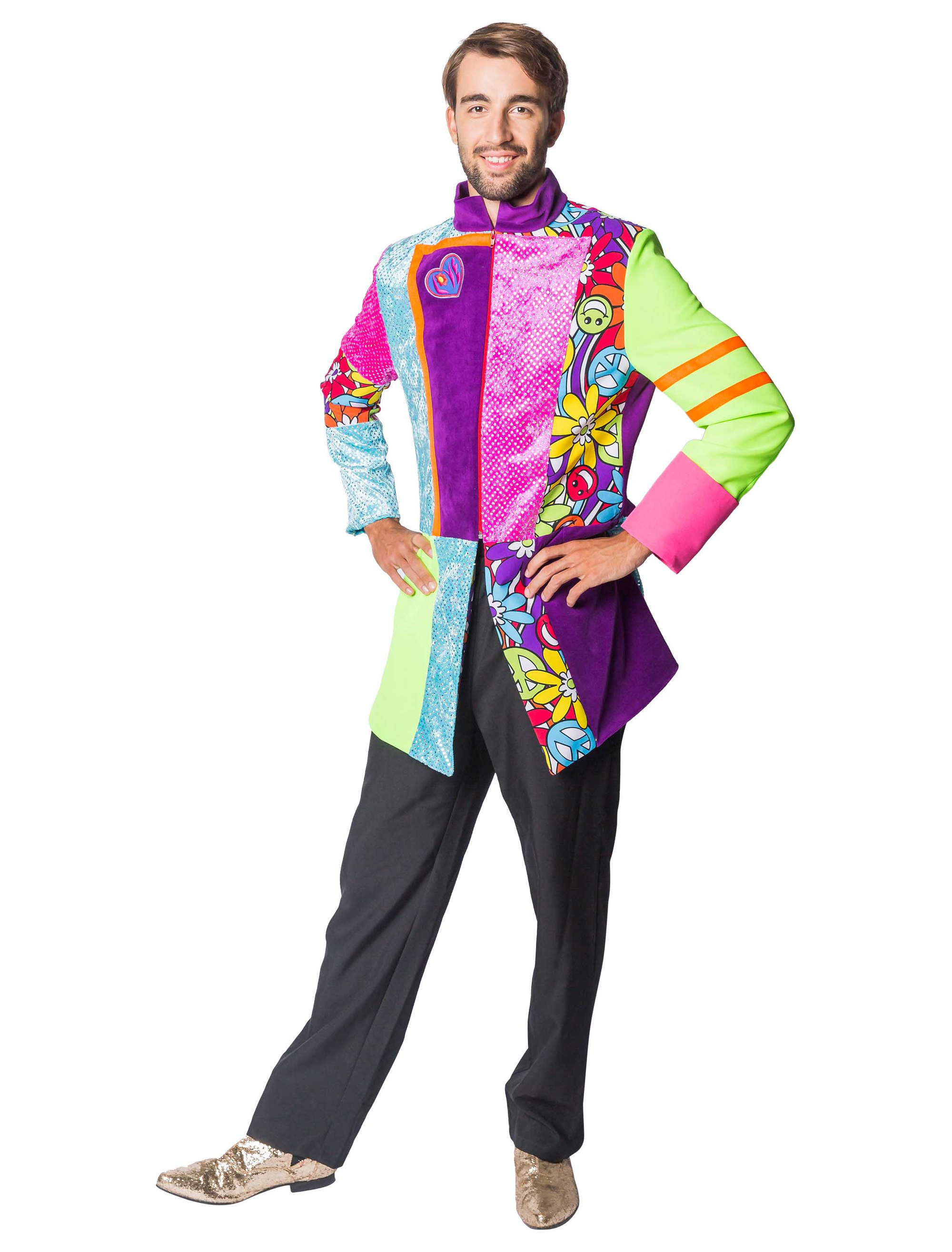 Mantel Flower Power Herren bunt L Farbe: bunt
