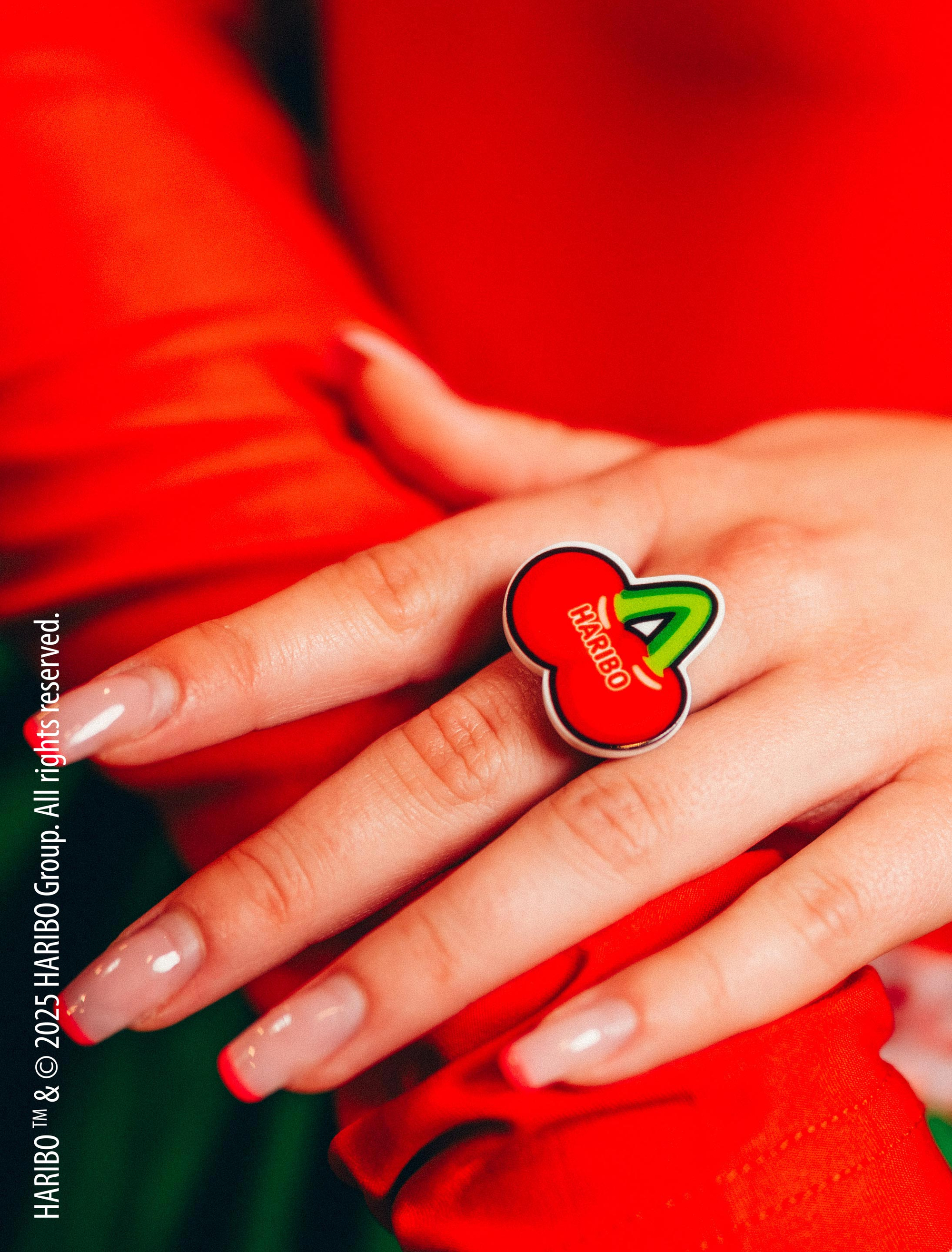 Kostümzubehör Ring HARIBO Happy Cherries rot