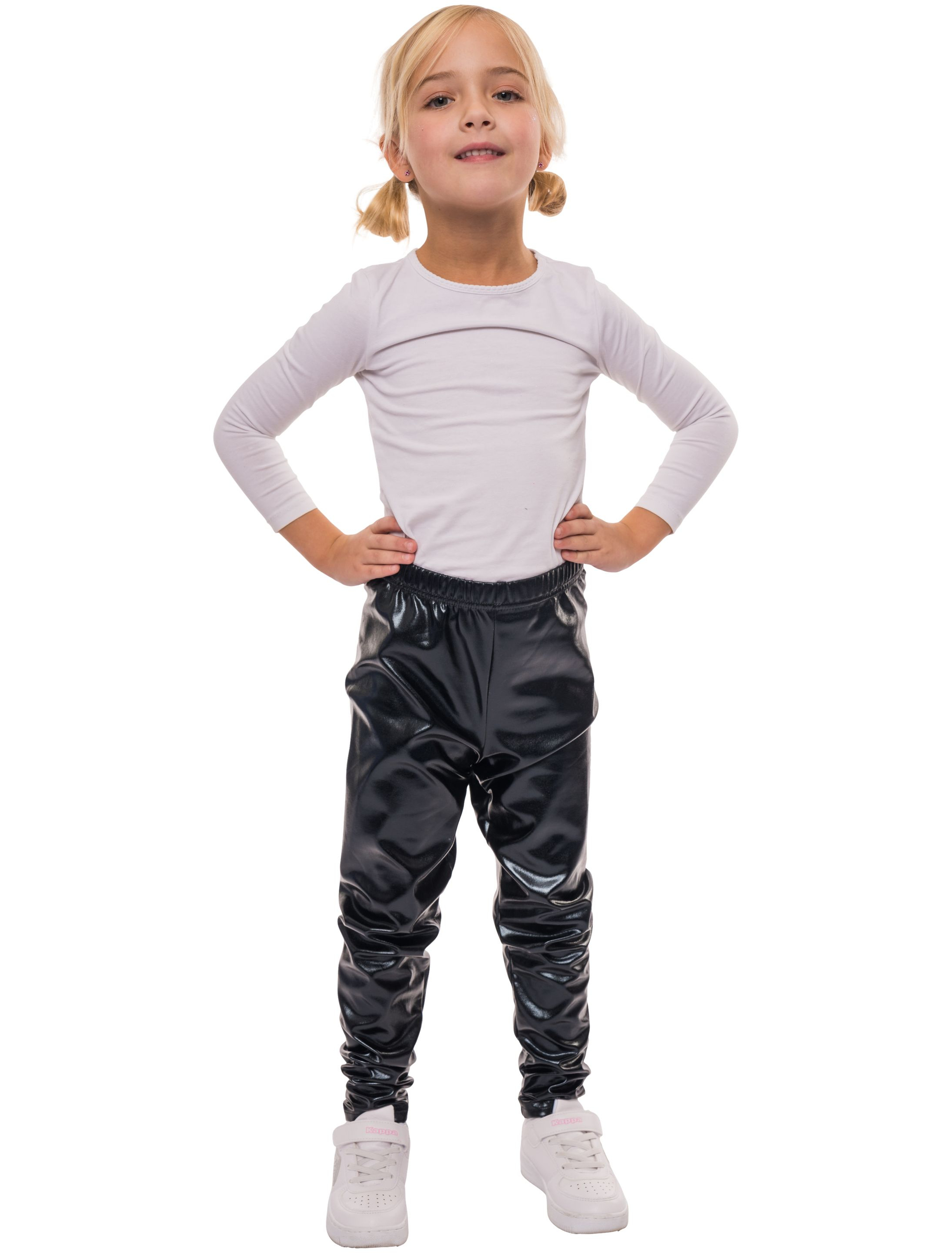 Leggings Kinder metallic Kinder schwarz 104-116
