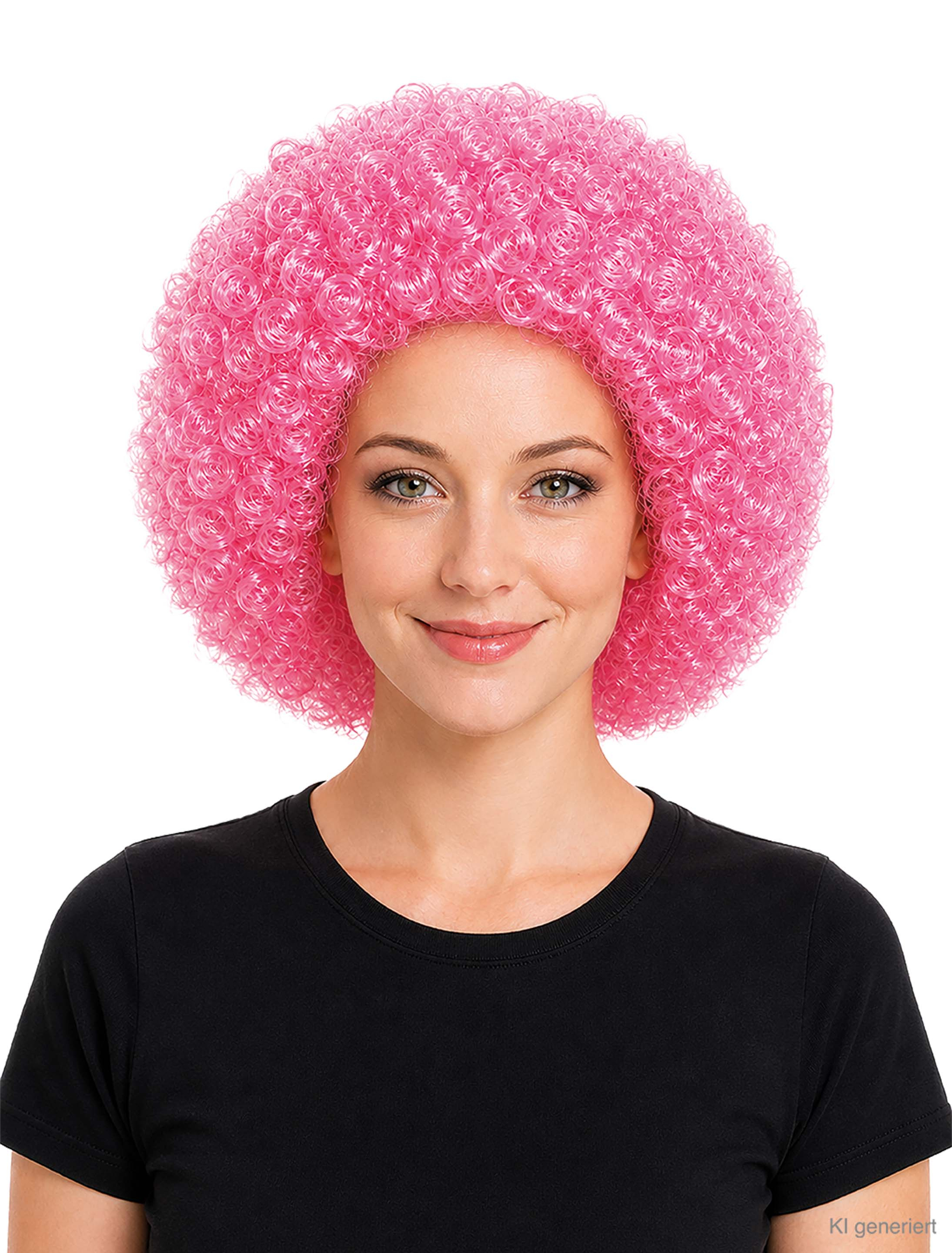 Kostümzubehör Perücke Hippie Lockenkopf pink one size
