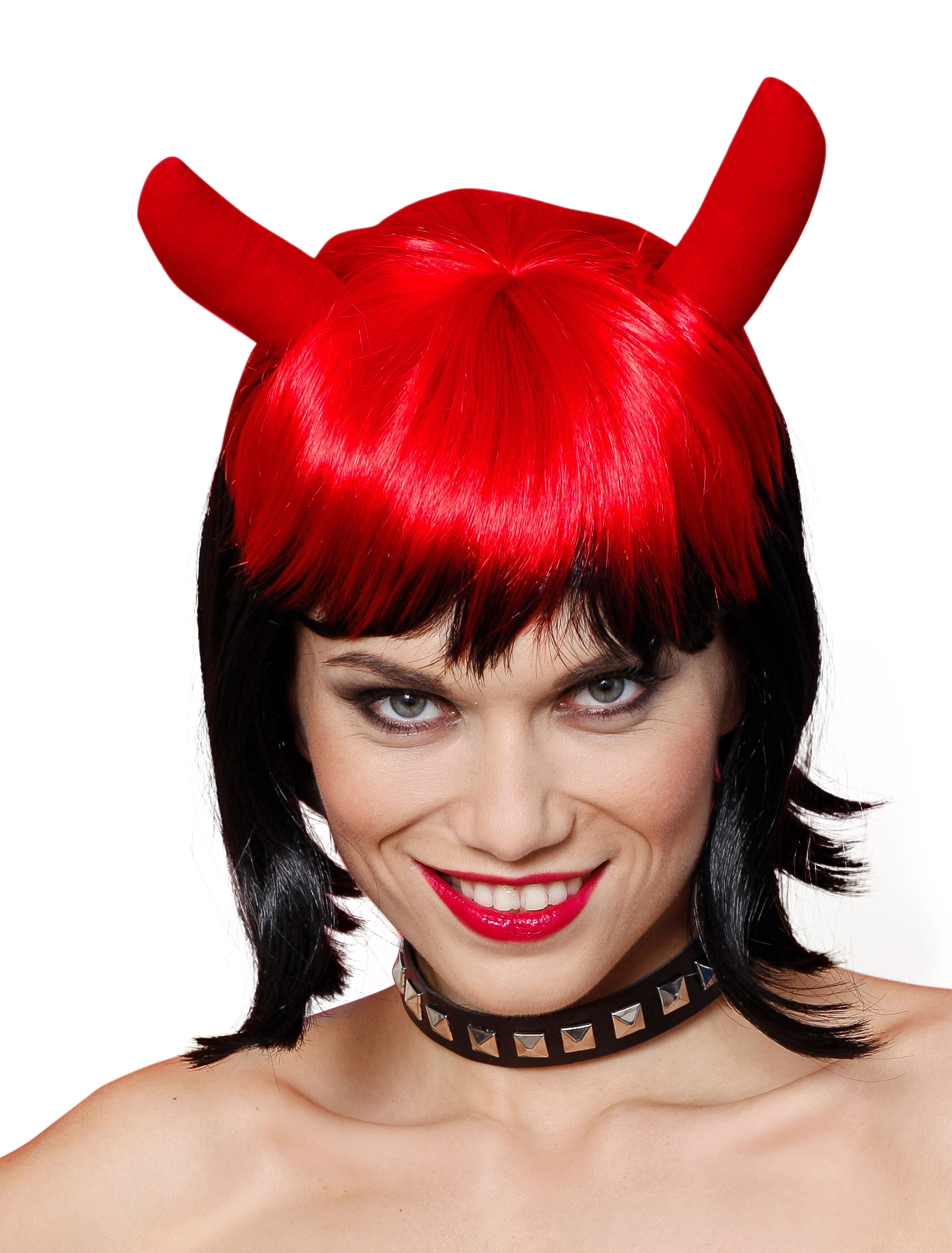 Kostümzubehör Perücke Satan rot/schwarz