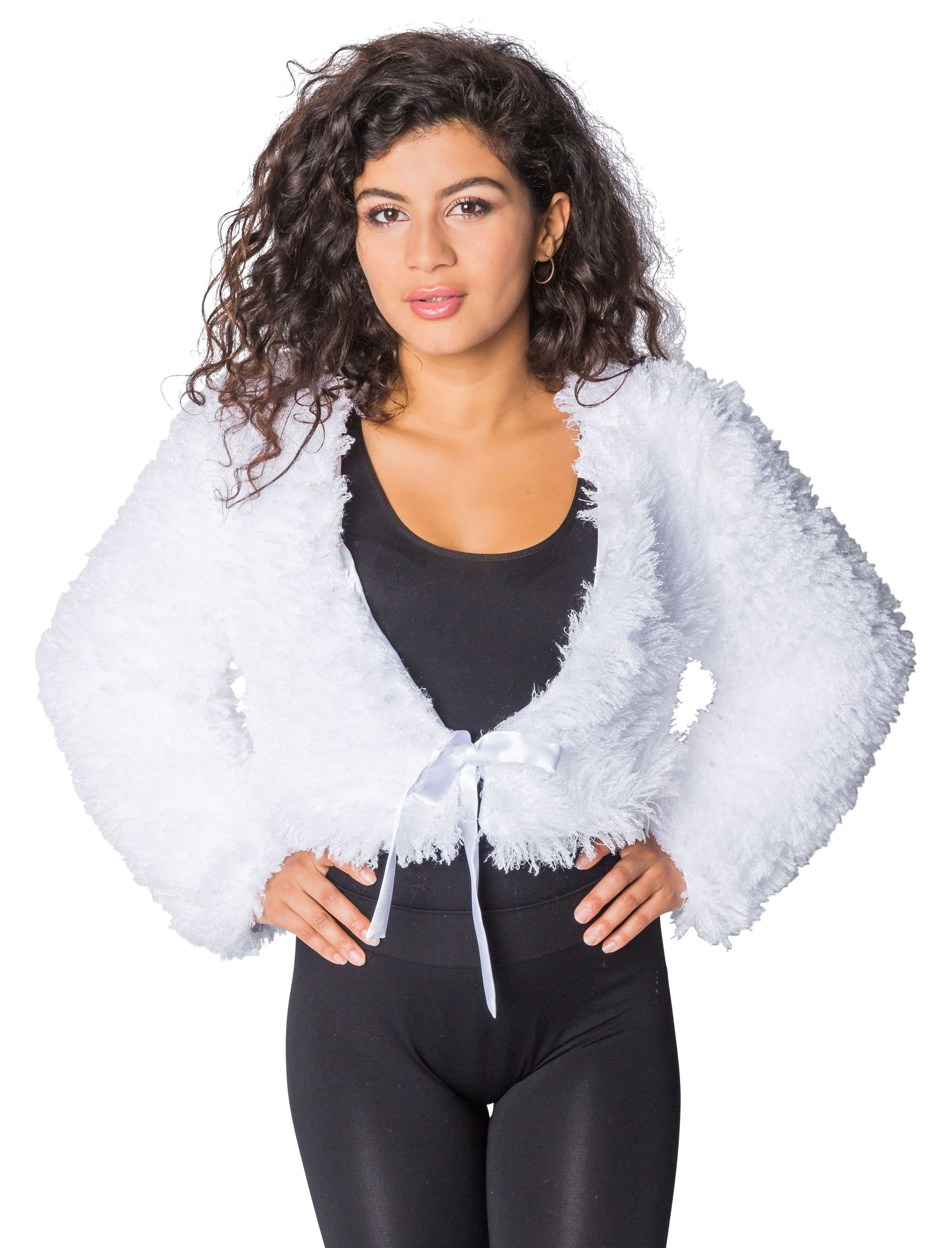 Jacke kurz flauschig Damen weiß XL/2XL
