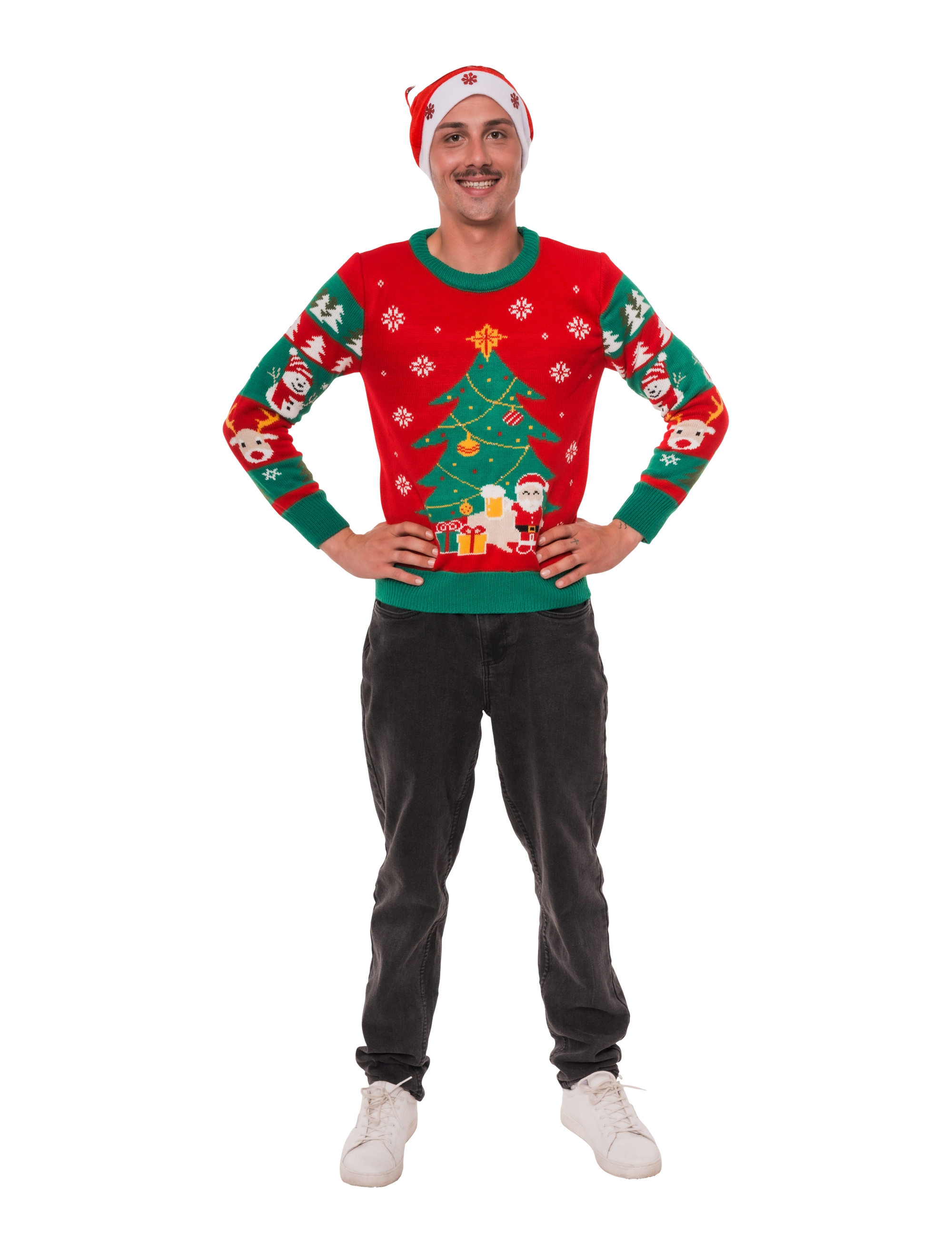 Strickpullover Weihnachten mit LED bunt L Farbe: bunt