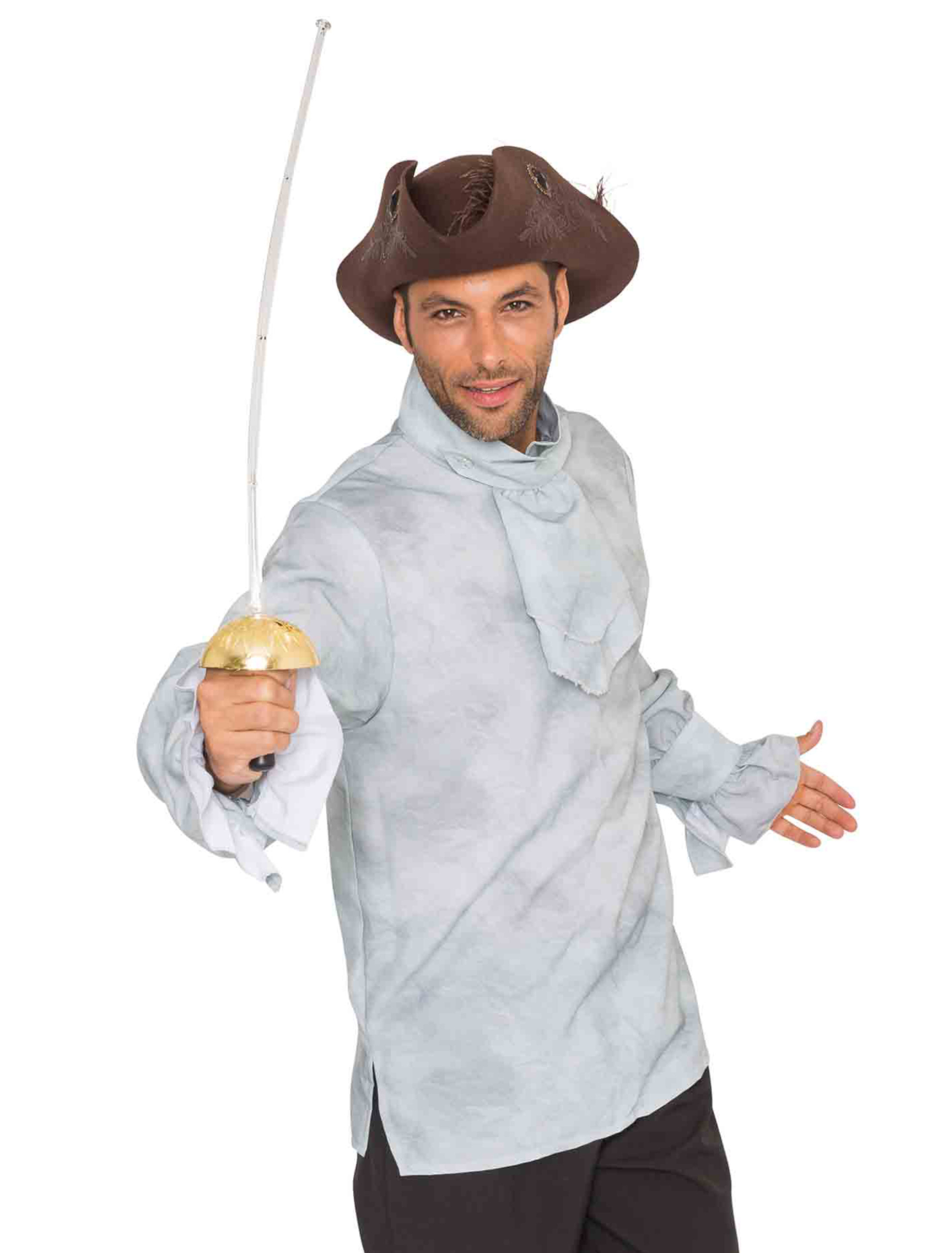 Hemd mit Jabot Herren grau XXL