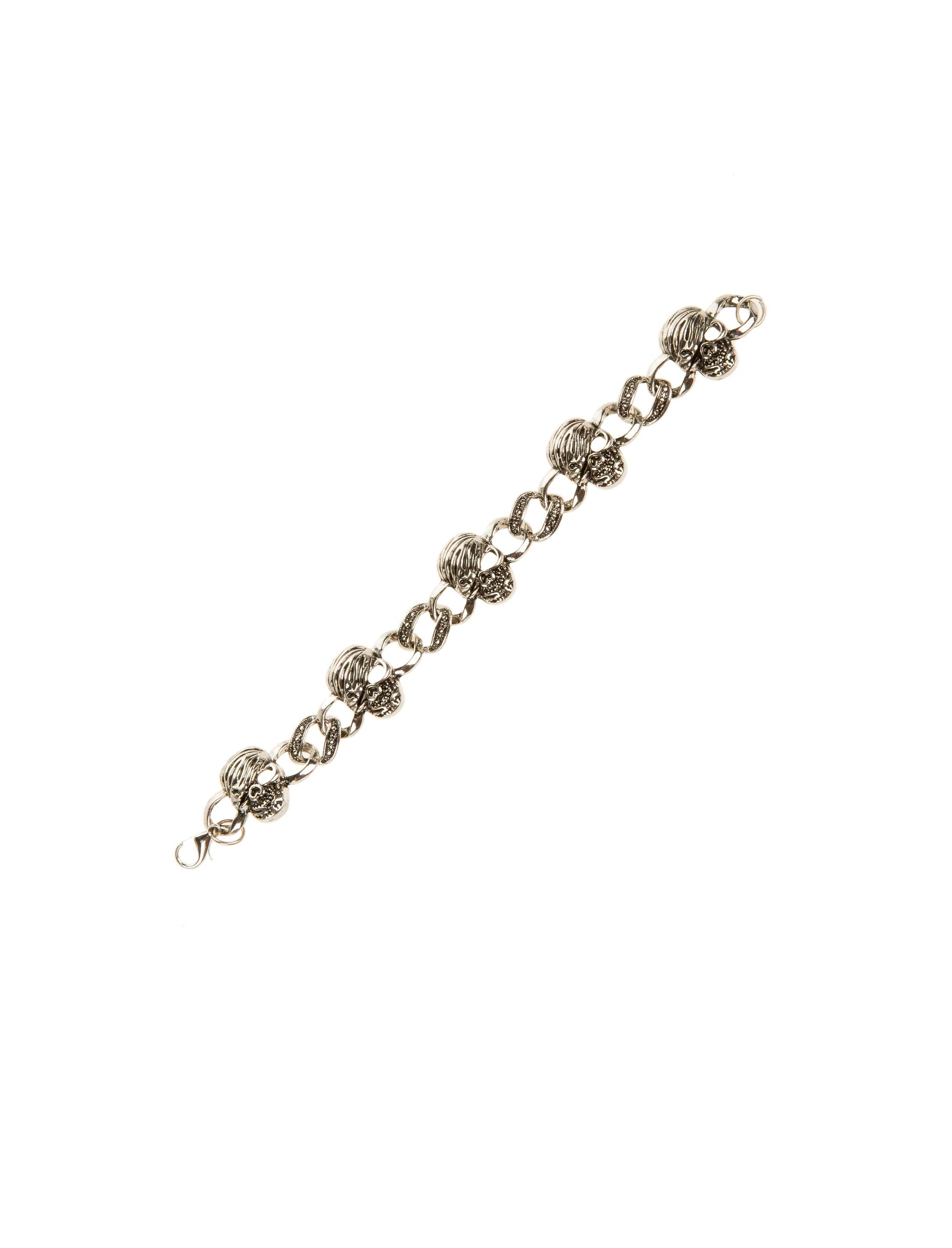 Kostümzubehör Armband Totenköpfe Farbe: silber