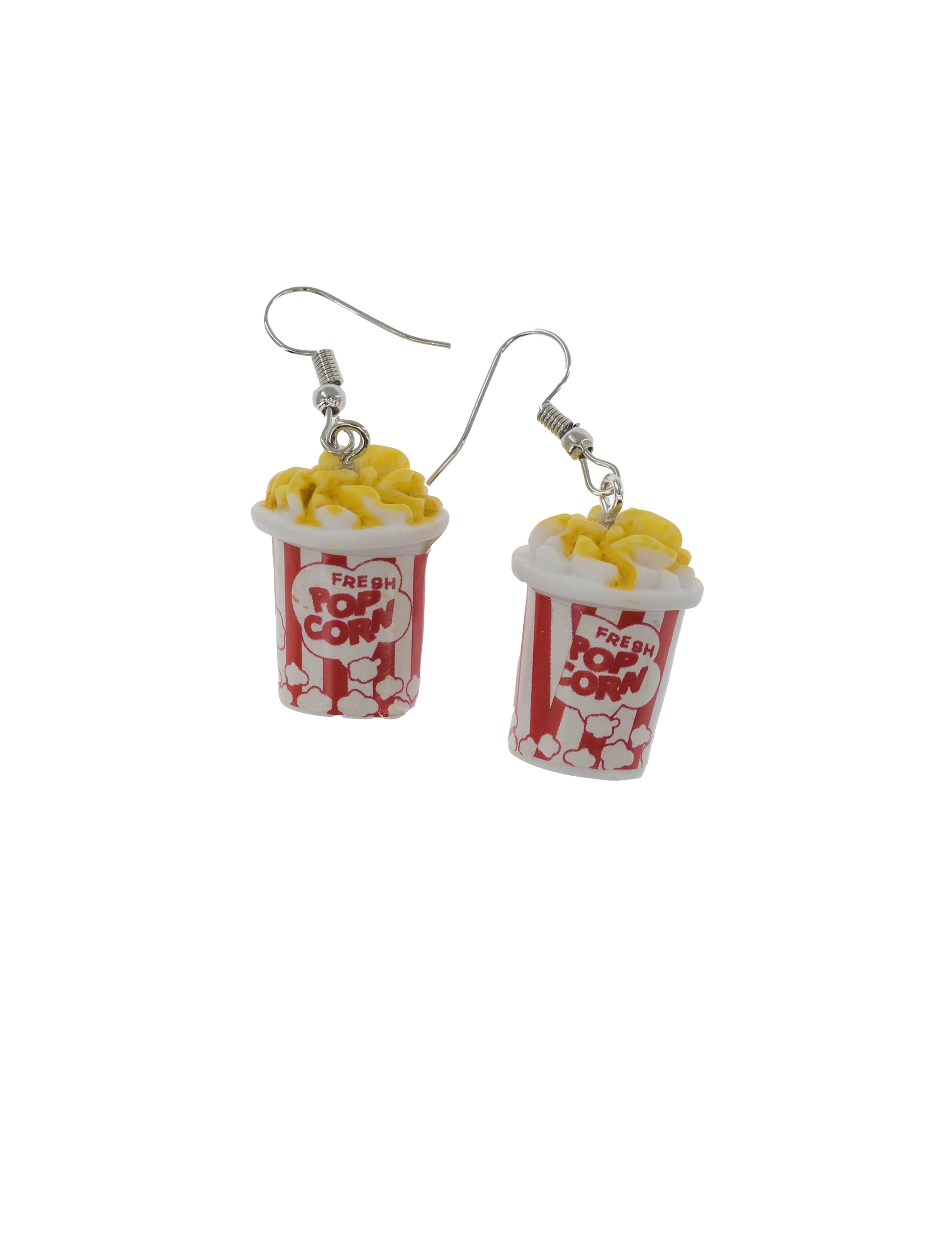 Kostümzubehör Ohrringe Popcorn weiß/rot one size
