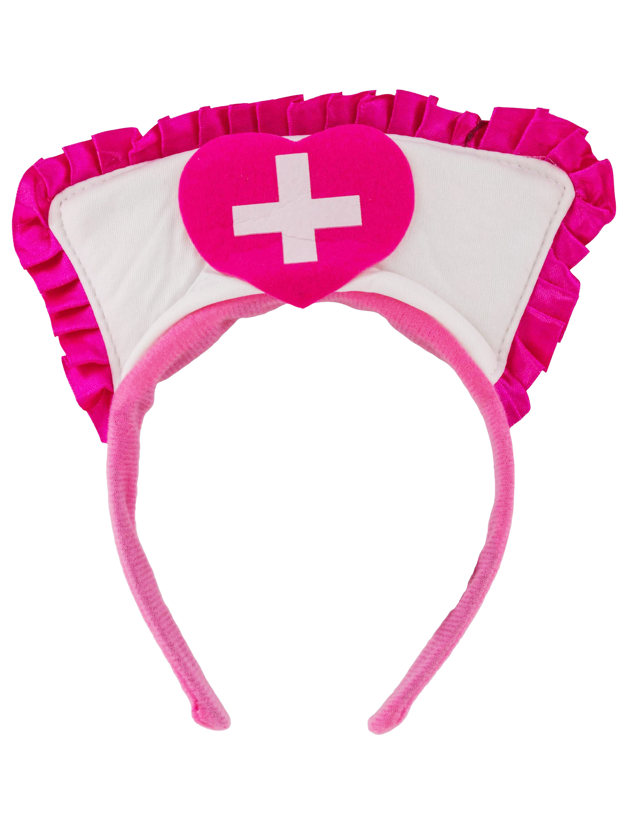 Kostümzubehör Haarreif Krankenschwester Damen pink/weiß