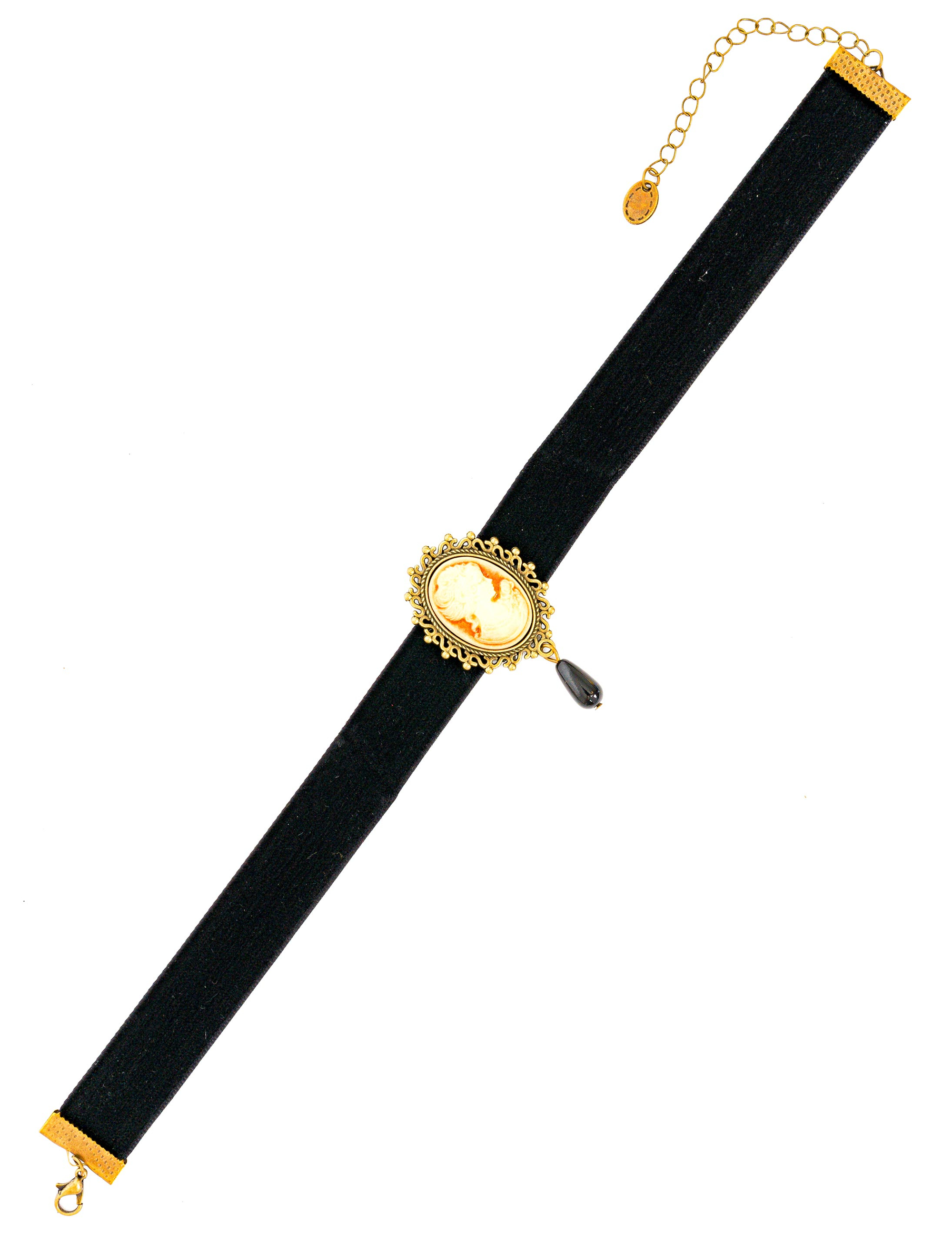 Kostümzubehör Halsband schwarz mit Cameo