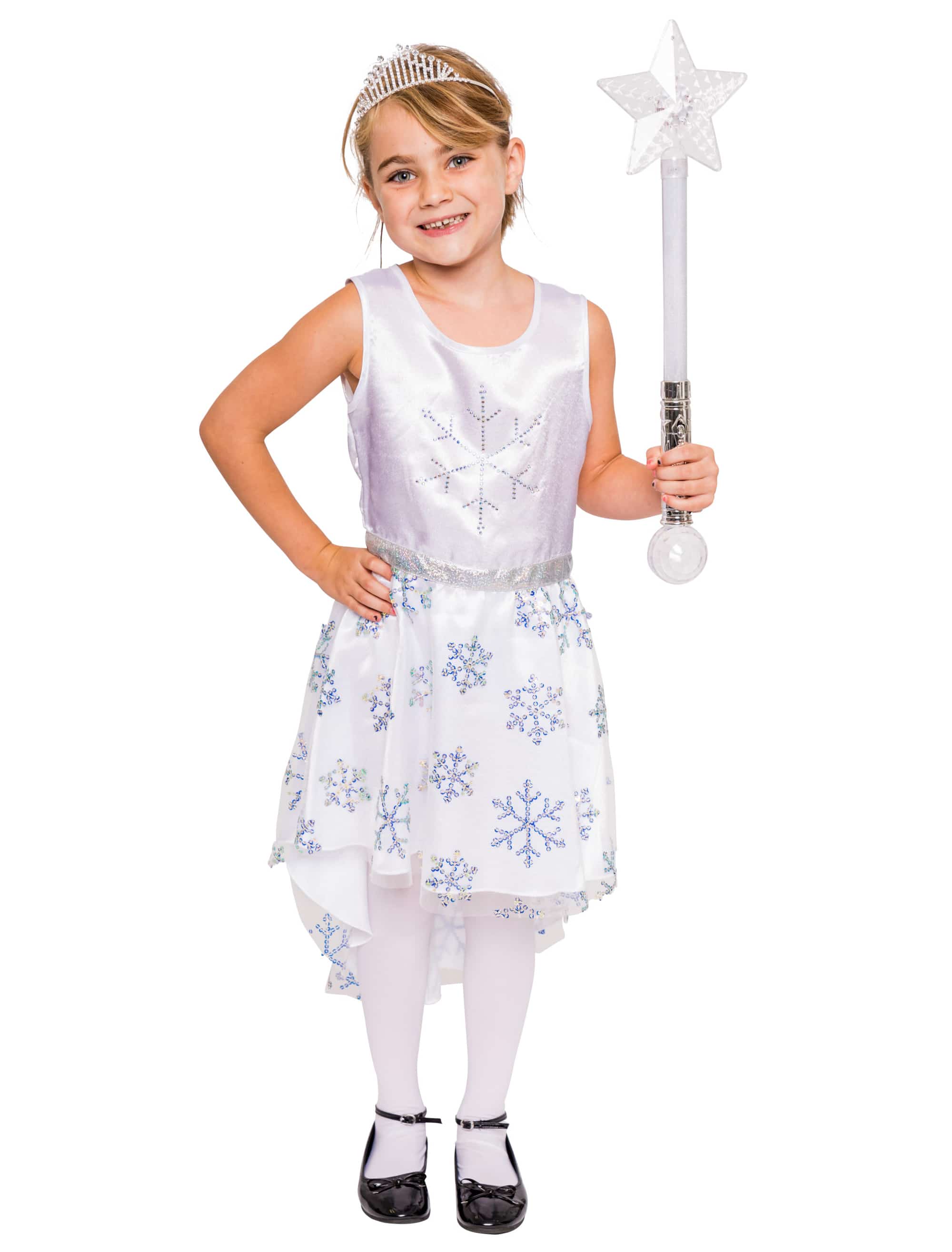Kleid Schneeflocke Kinder Mädchen weiß 152