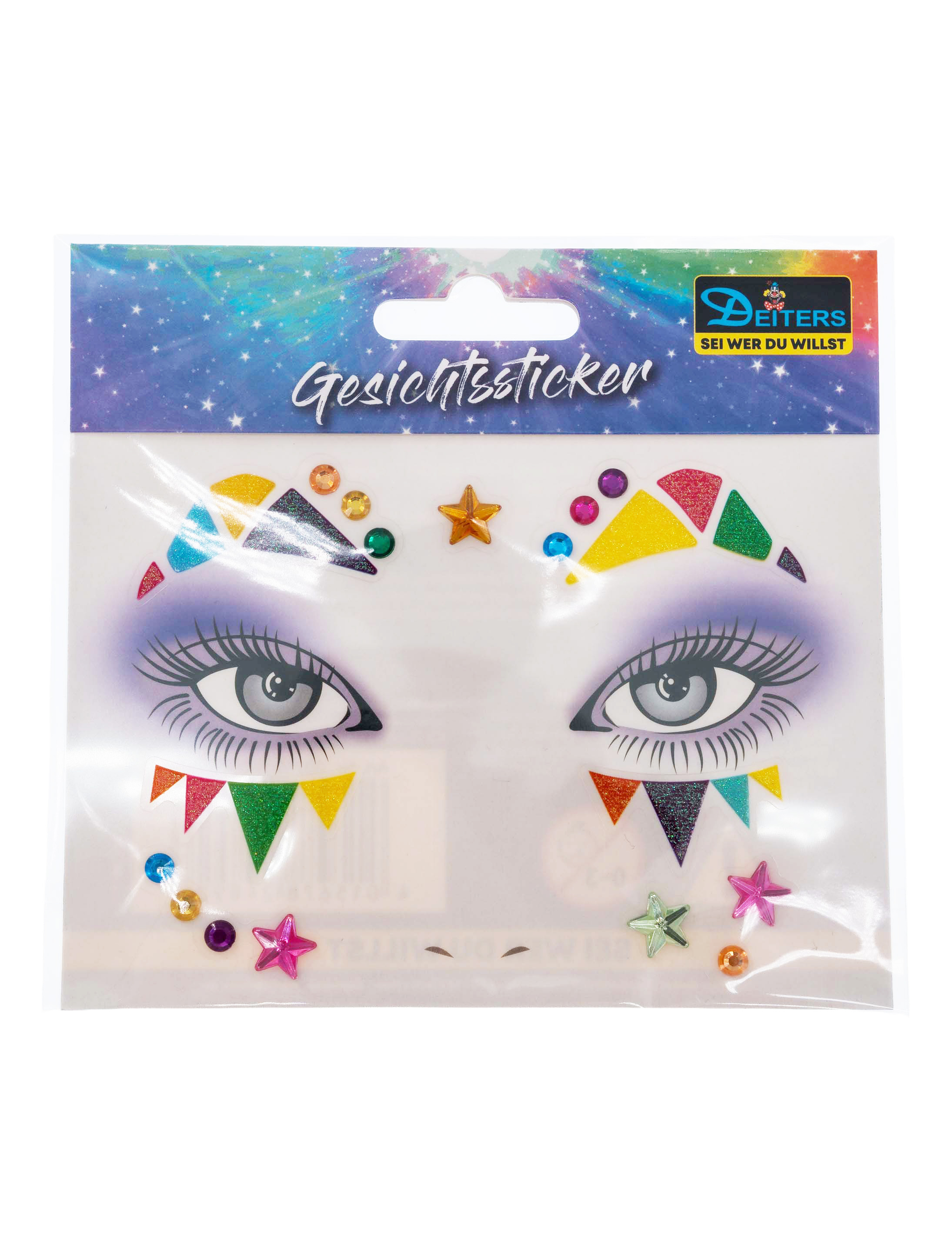Kostümzubehör Gesichtssticker Clown bunt Farbe: bunt
