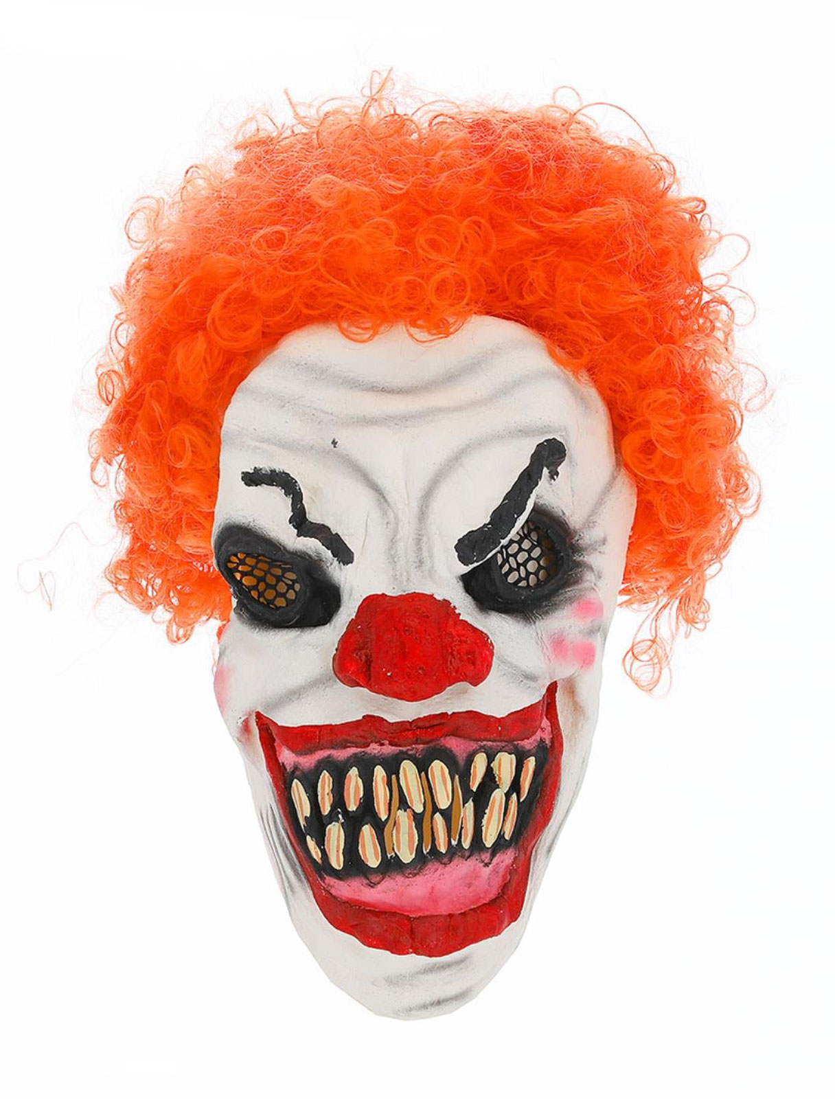 Kostümzubehör Latexmaske Horrorclown mit Perücke rot/weiß