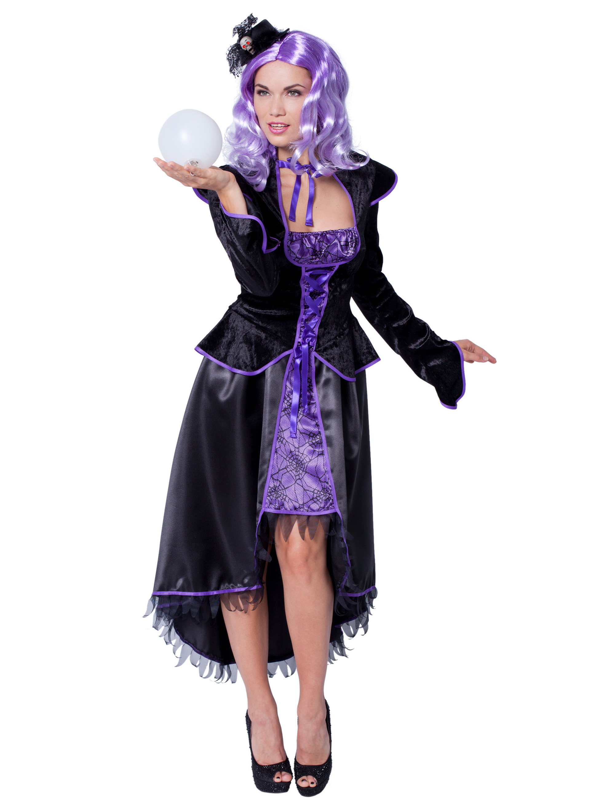 Kleid Hexe schwarz/lila S