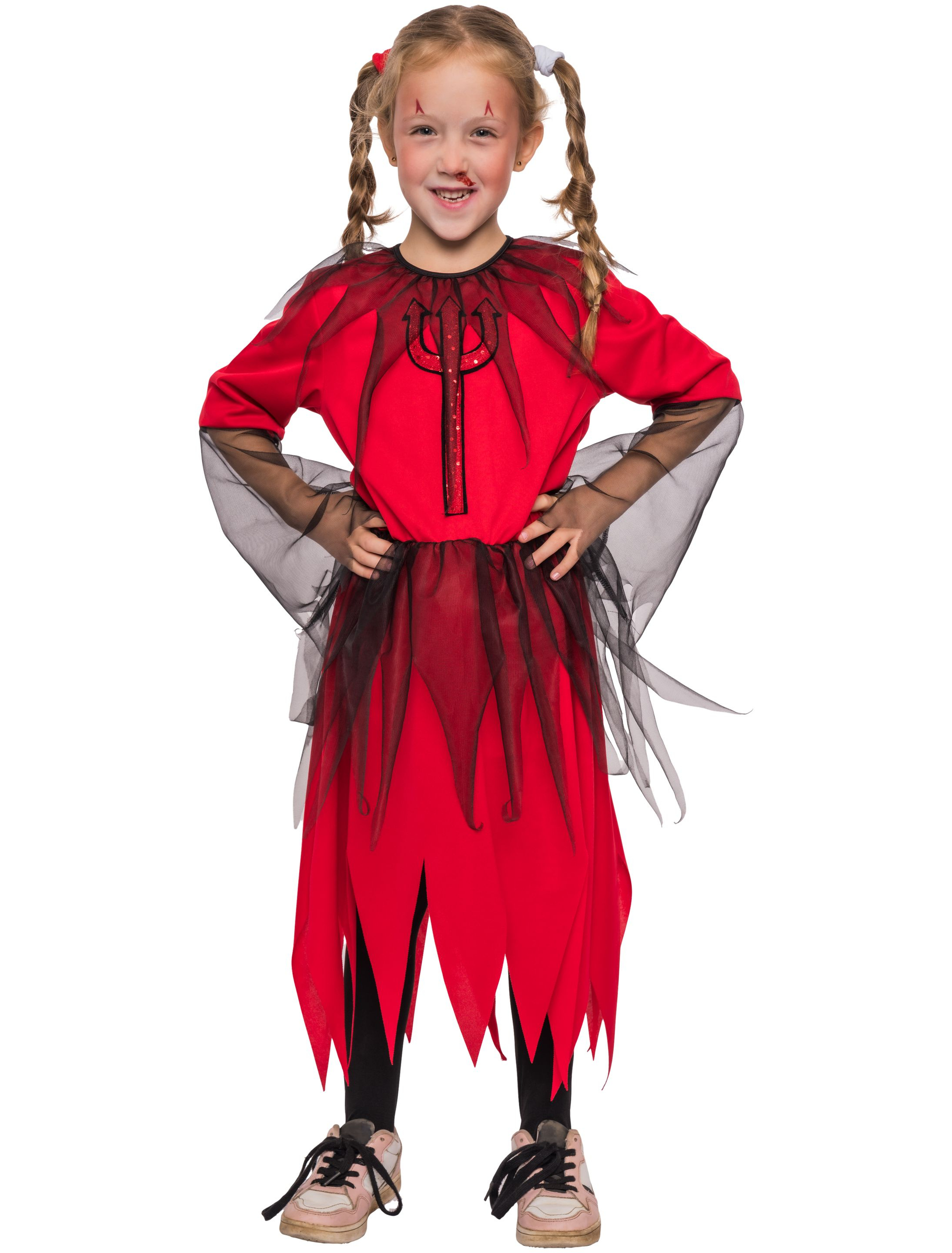Kleid Teufel mit Tüll Mädchen schwarz/rot 152