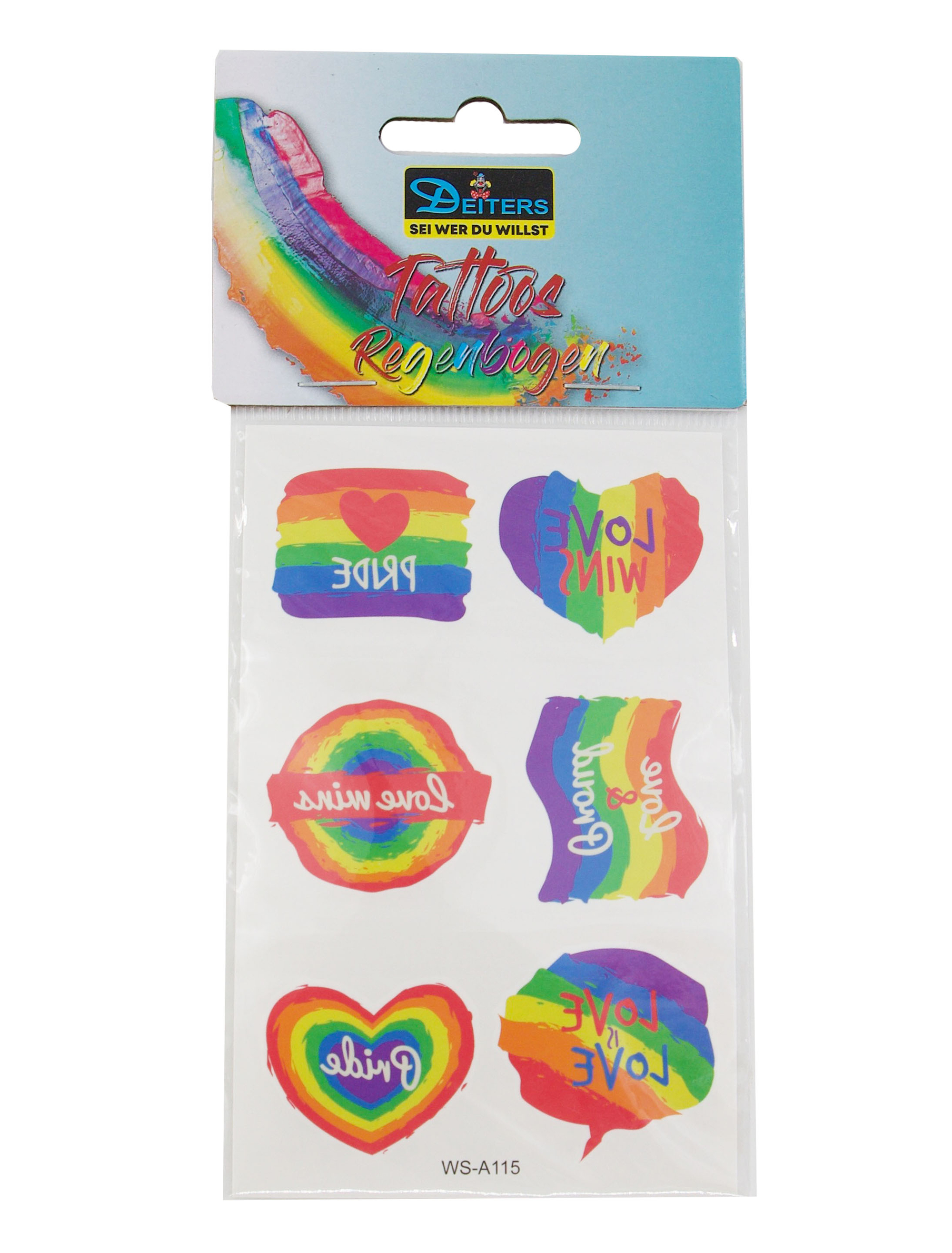 Kostümzubehör Tattoos rainbow