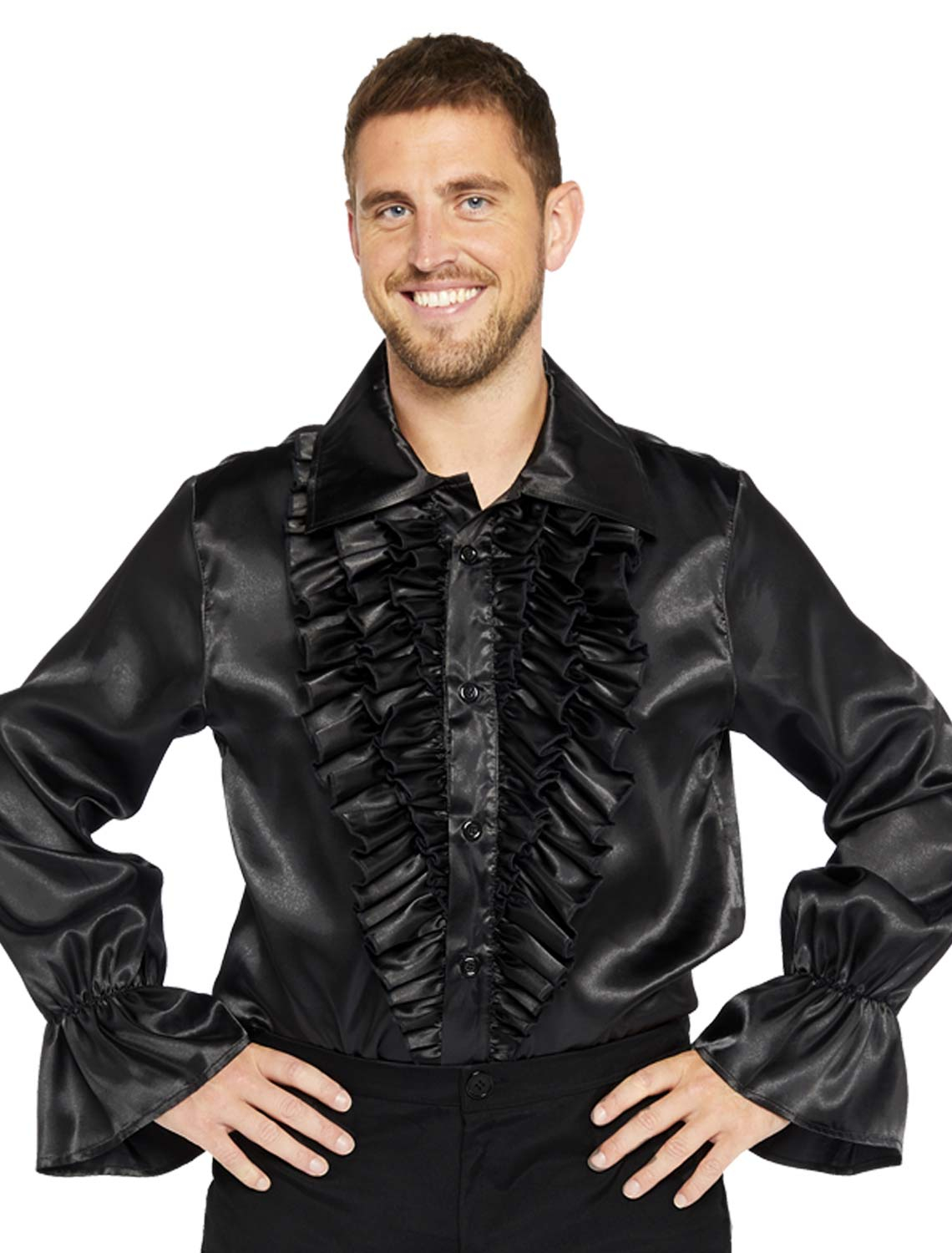 Rüschenhemd Herren schwarz XL
