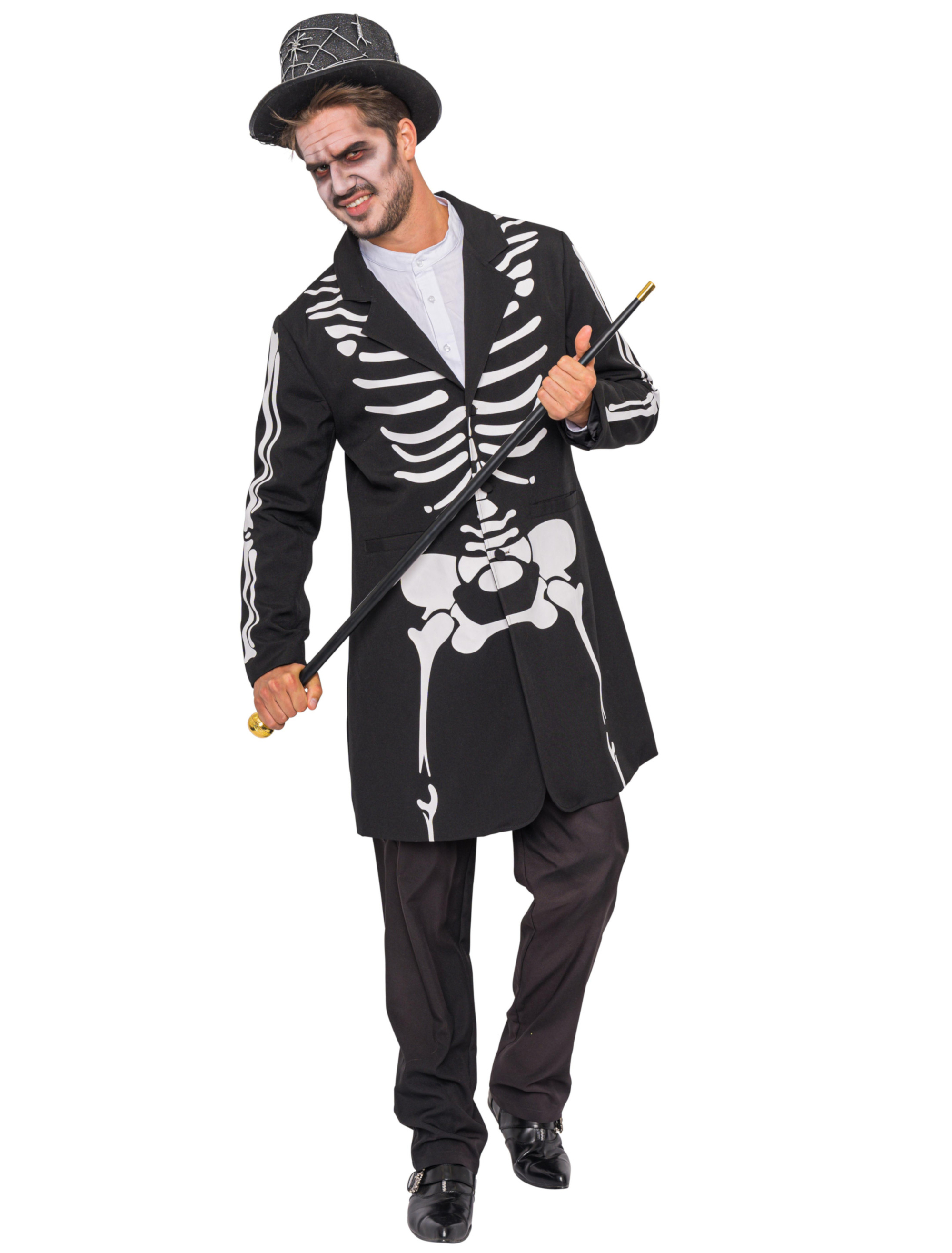 Mantel Skelett Herren schwarz/weiß XL
