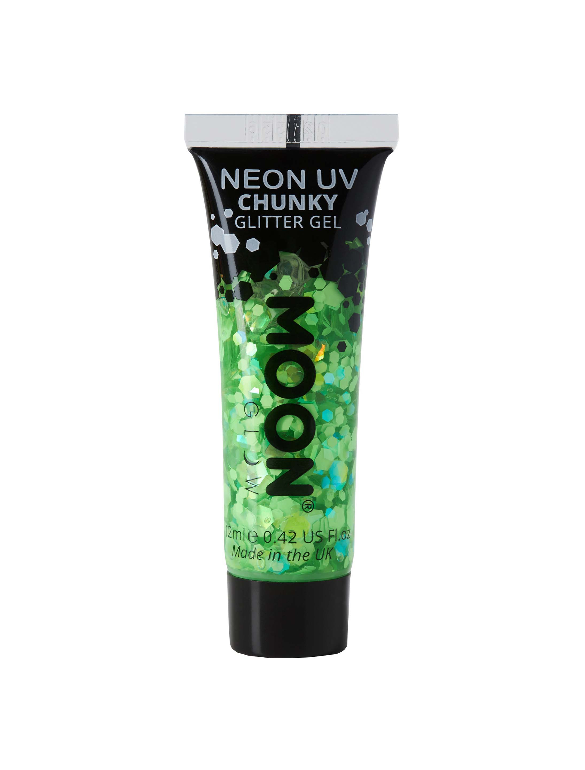 Glitzergel Chunky Neon UV 12ml neongrün Schminke für Karneval & Fasching