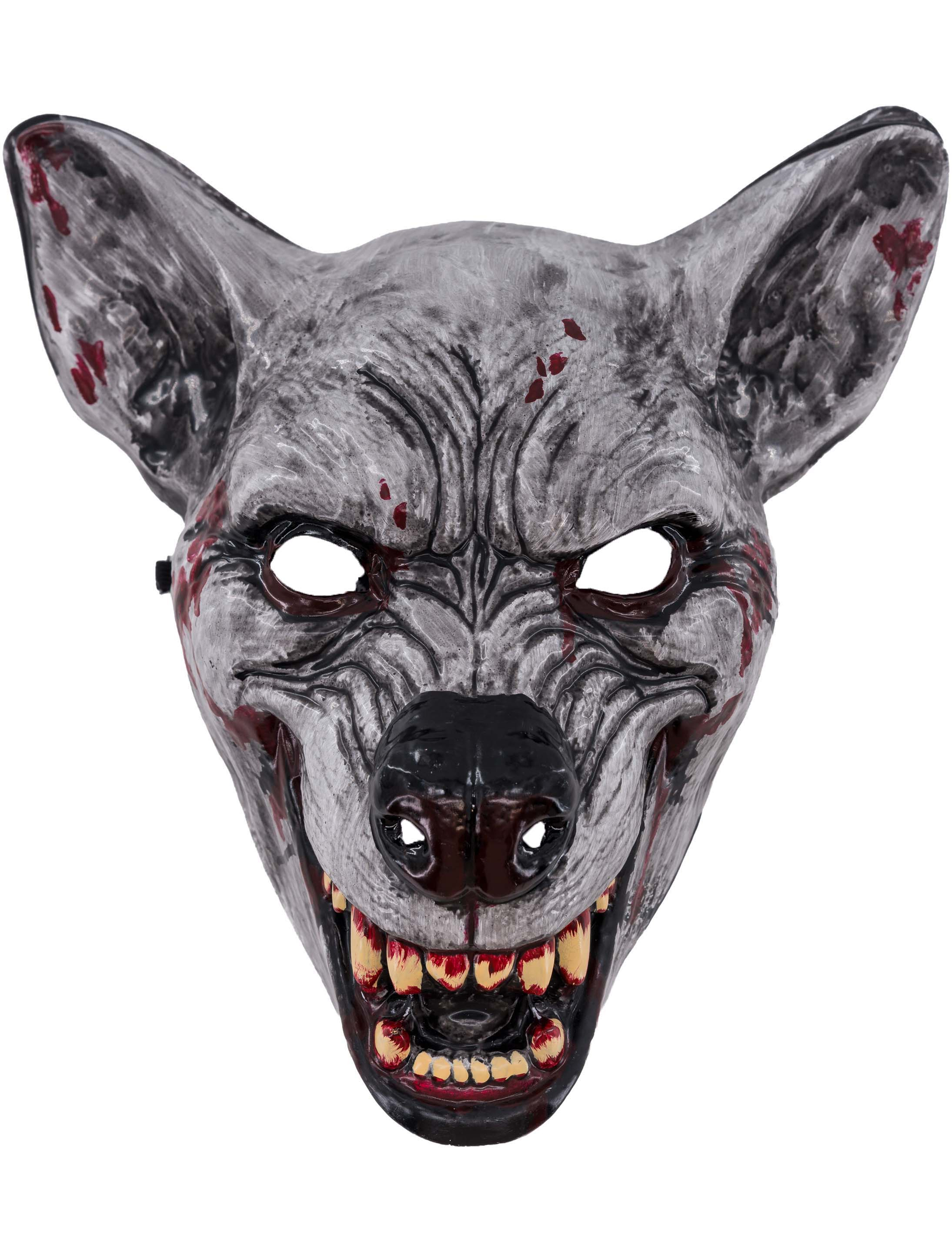 Kostümzubehör Maske blutiger Hund grau