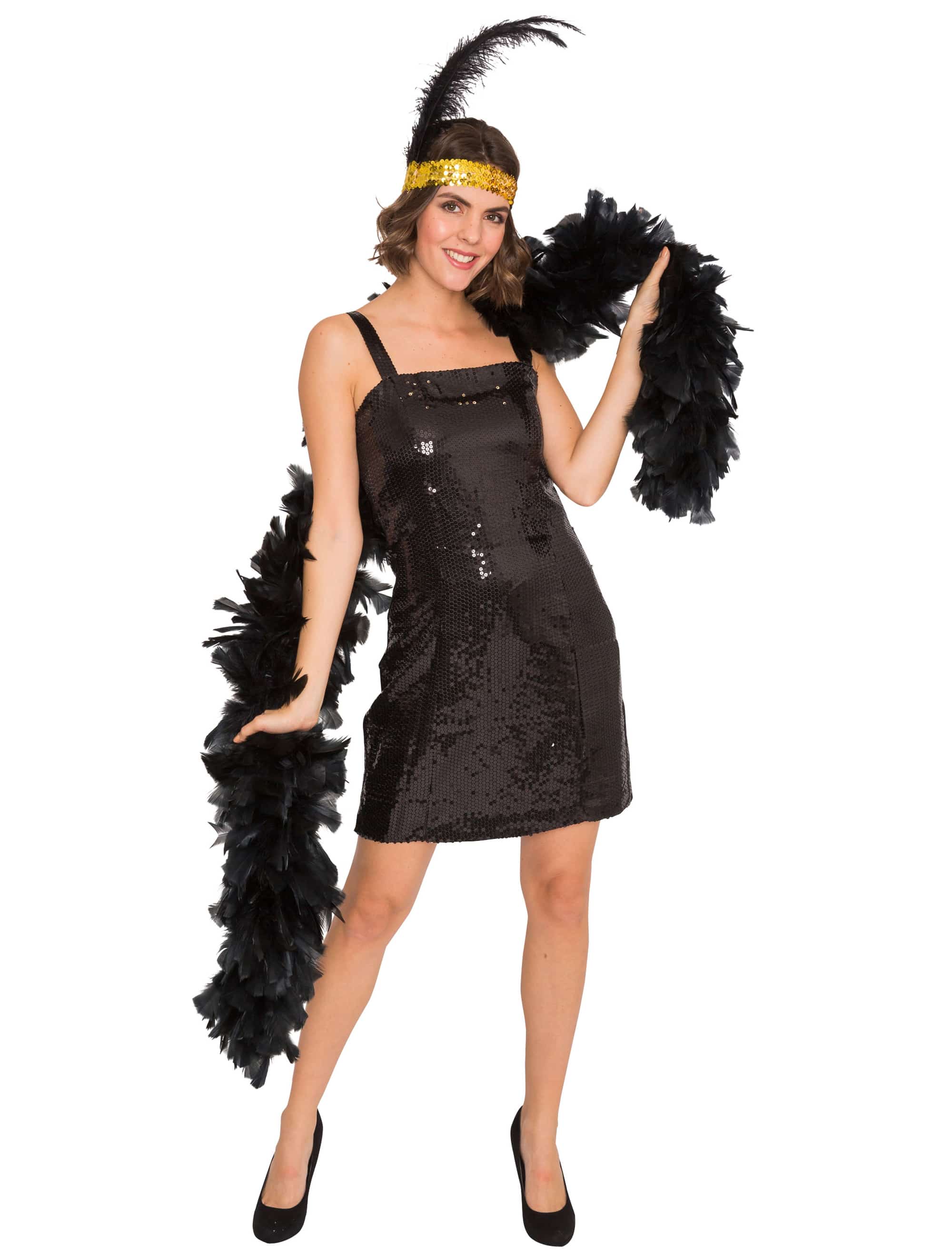 Kleid Pailletten Damen Damen schwarz 38