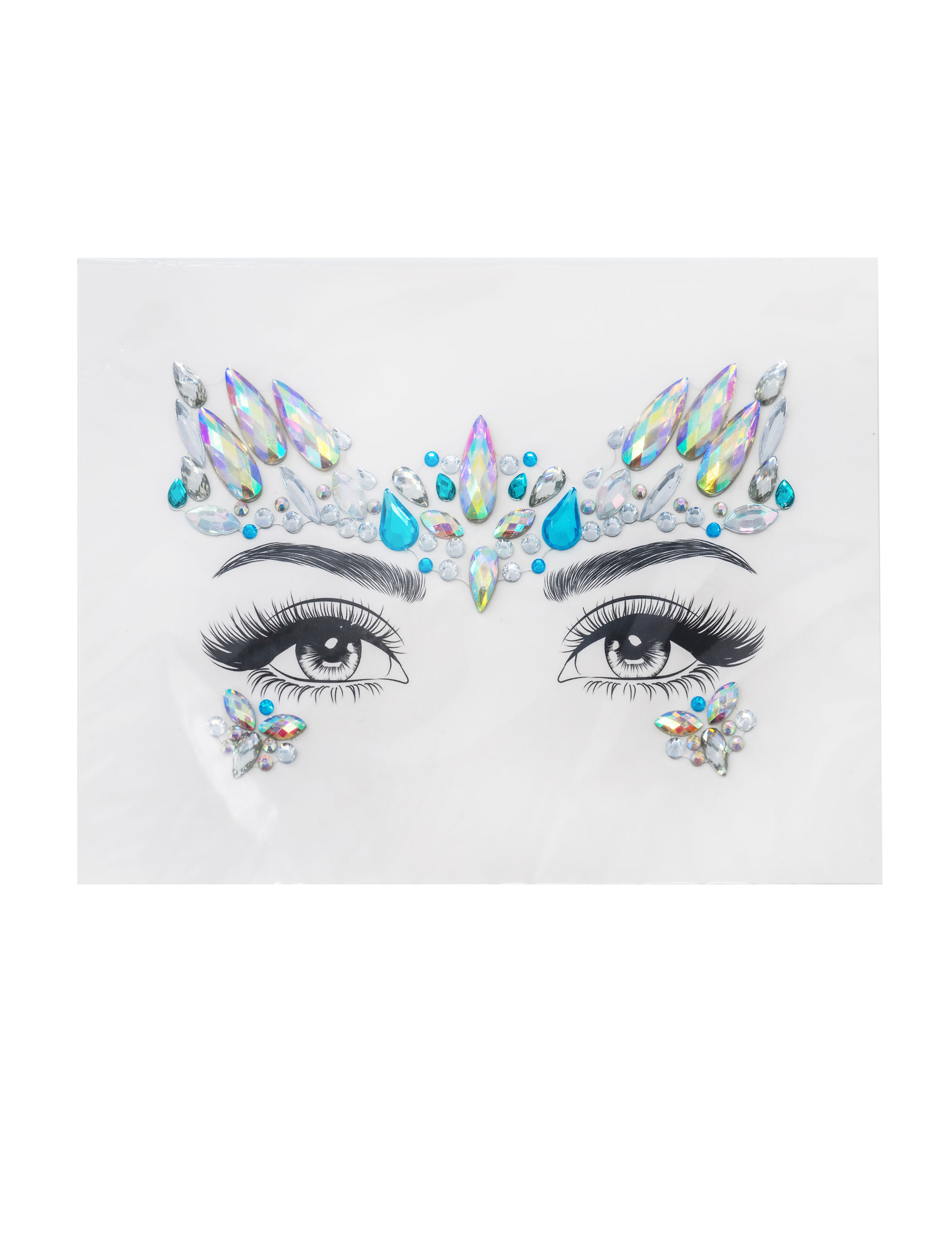 Gesichtsstrasssteine blau Schminke für Karneval & Fasching