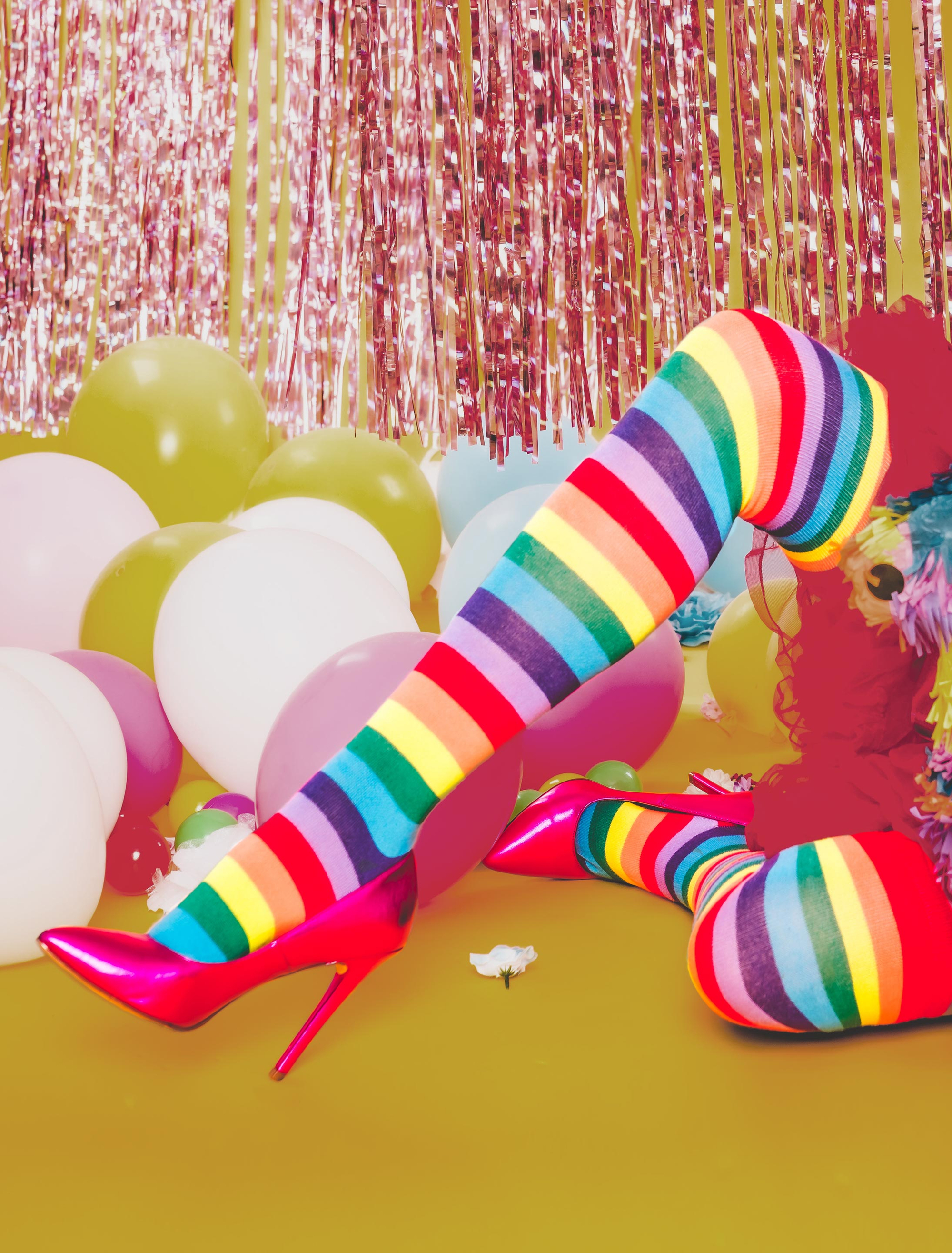 Kostümzubehör Overknees Regenbogen Farbe: mehrfarbig