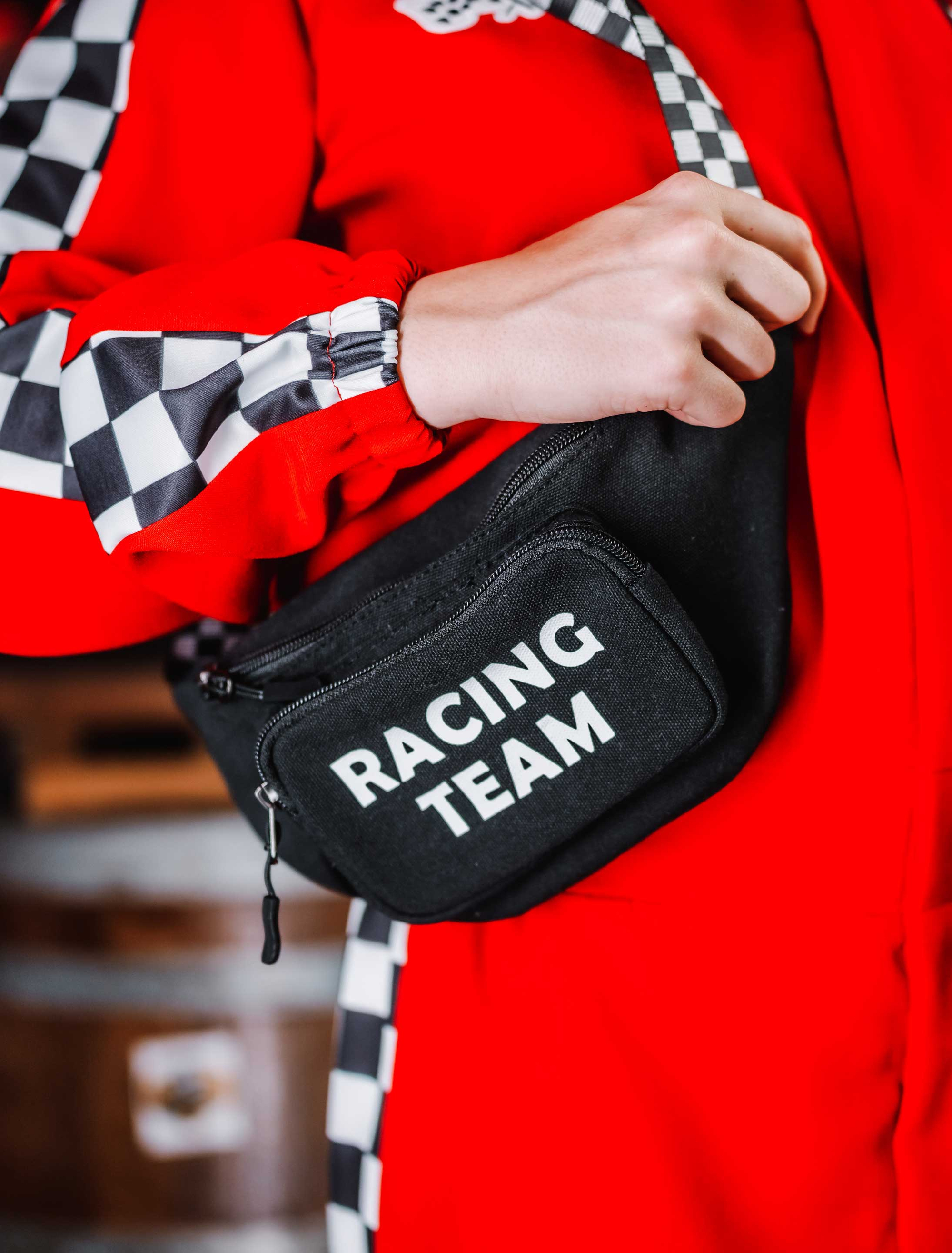 Kostümzubehör Bauchtasche Racing schwarz/weiß
