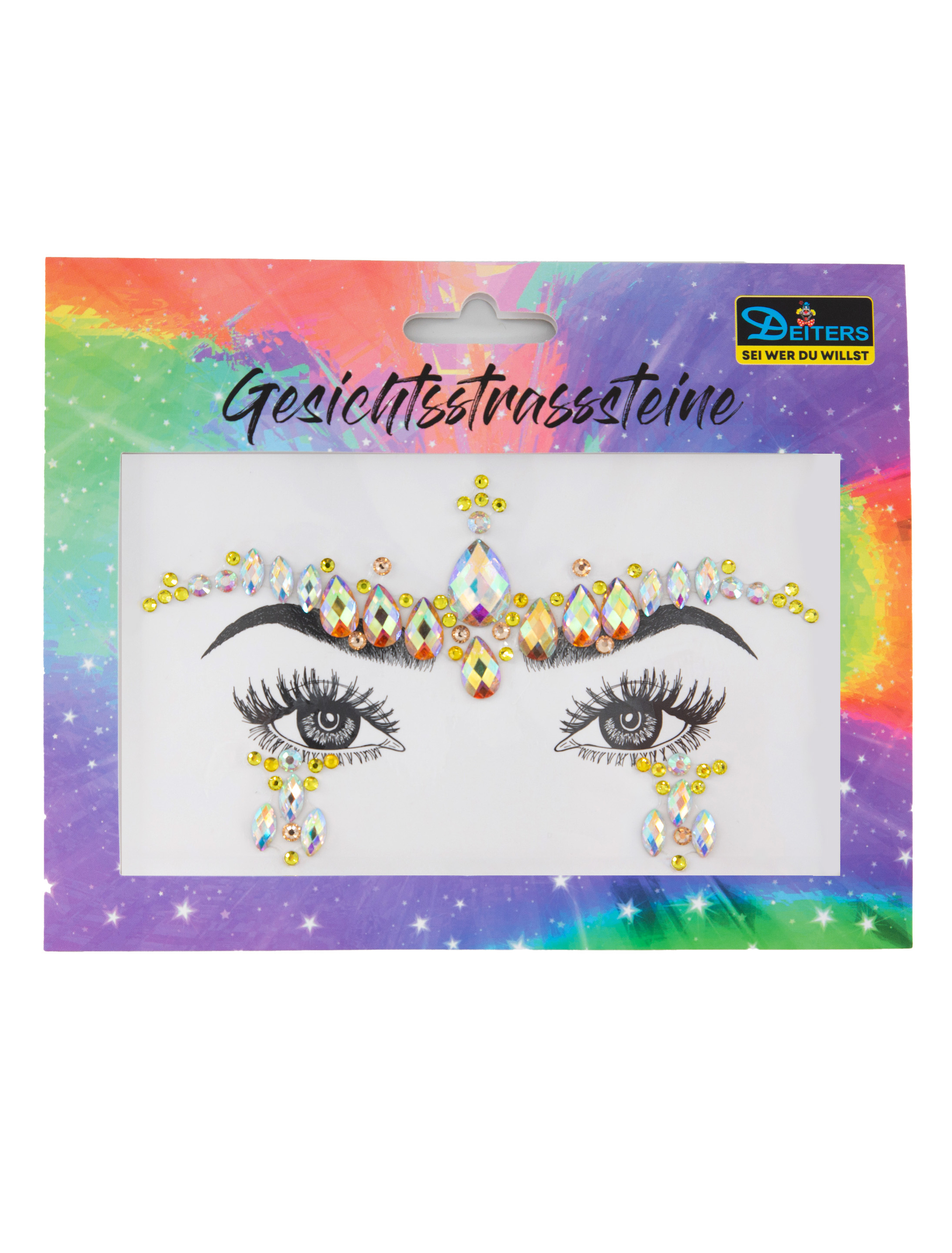 Gesichtsstrasssteine Sonnenuntergang gelb Schminke für Karneval & Fasching
