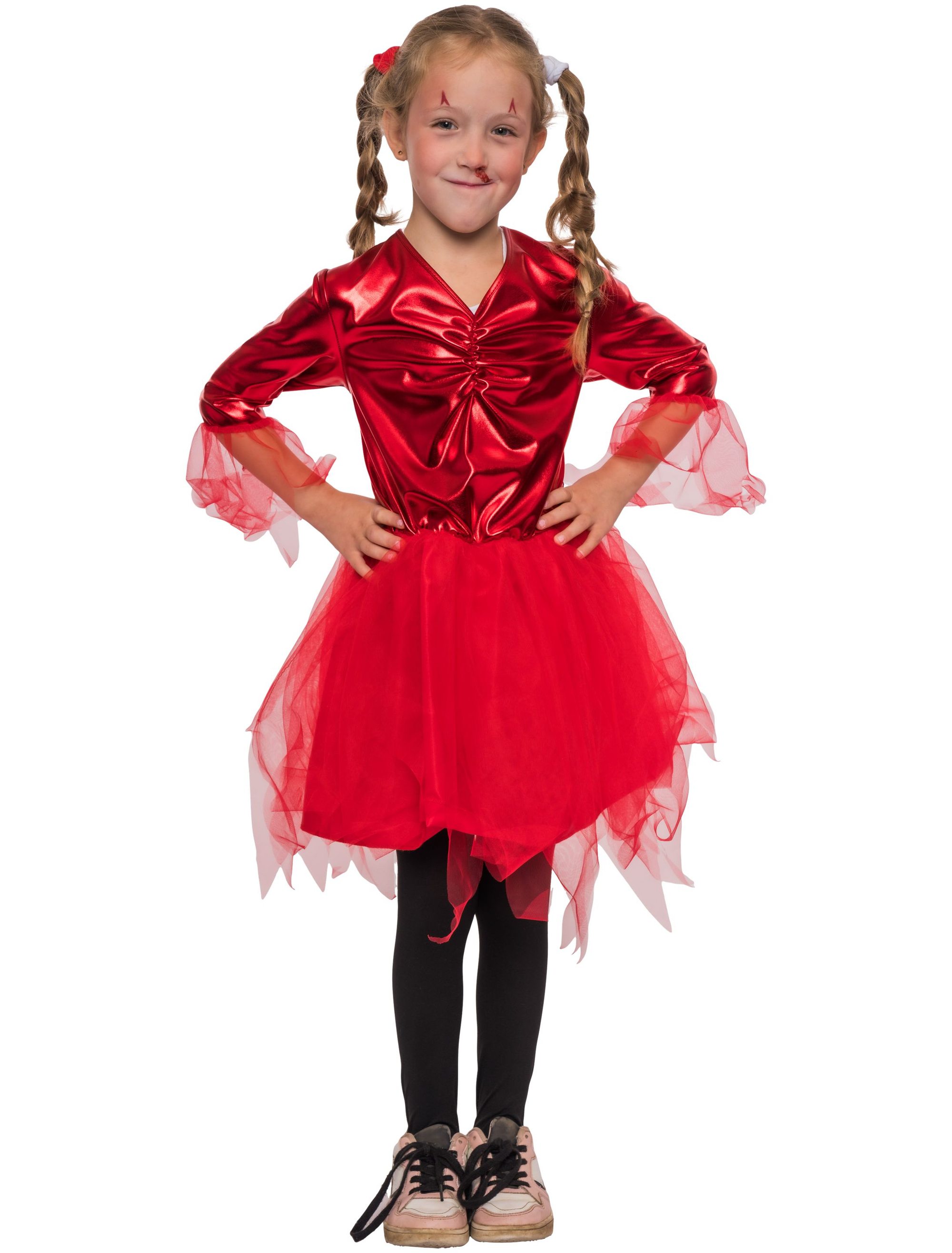 Kleid Teufel metallic mit Tüll Kinder rot 104