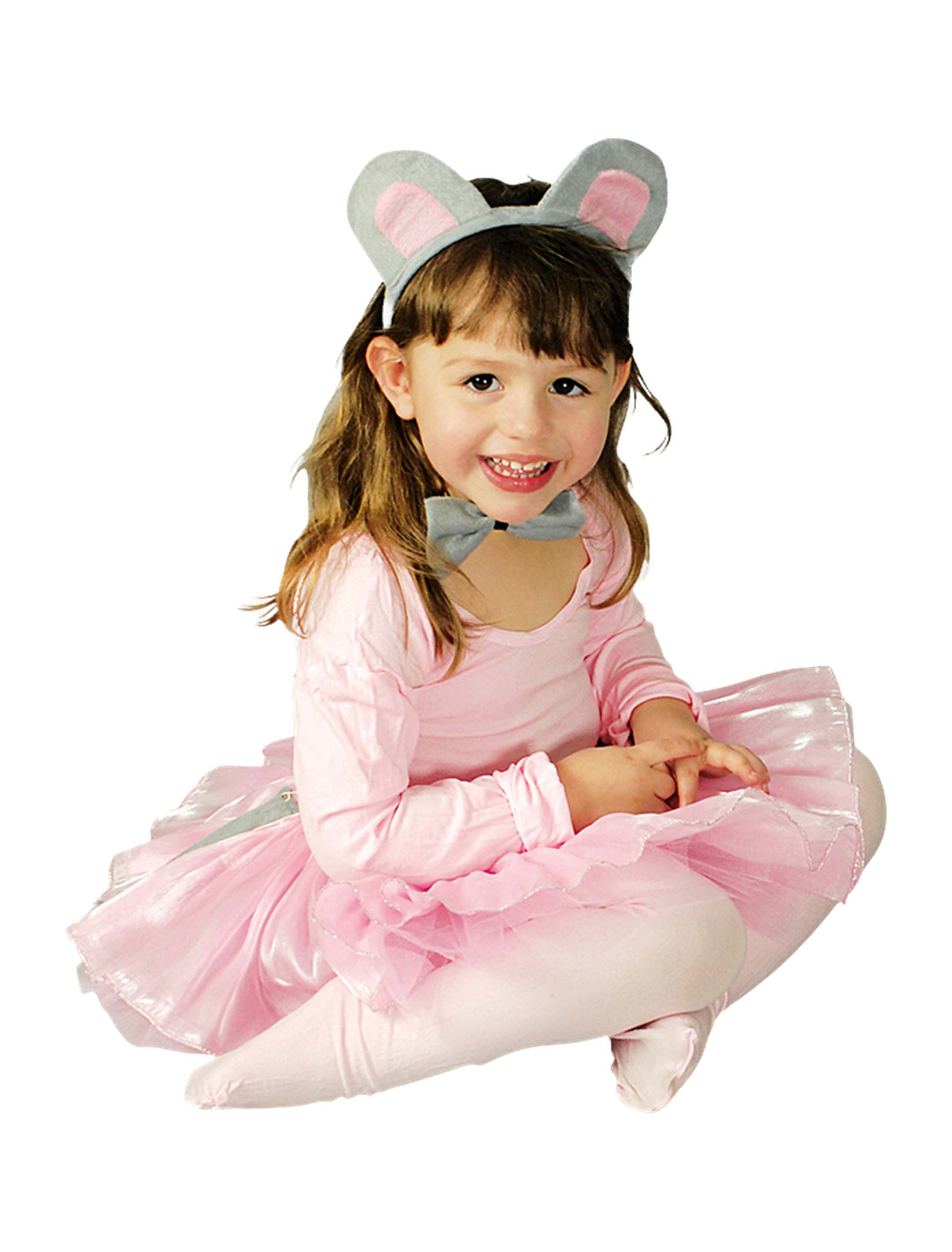 Kostümzubehör Set Maus 3-tlg. Kinder grau/rosa
