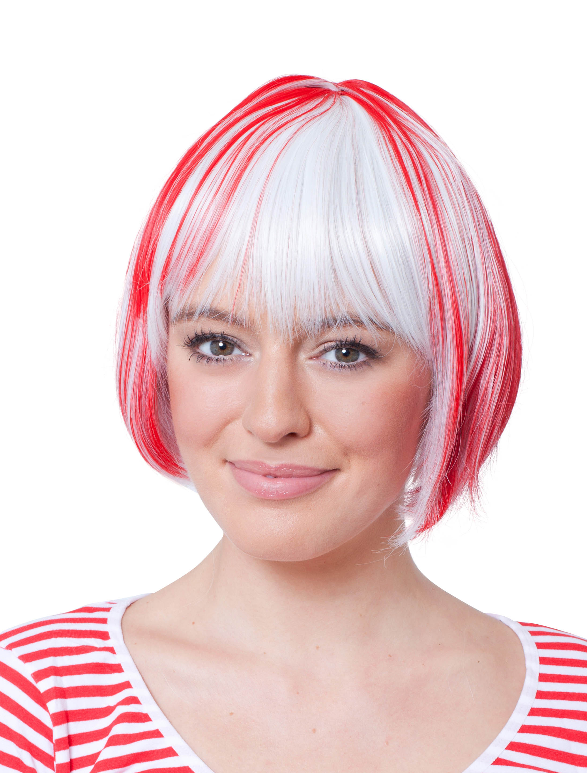 Kostümzubehör Kostümzubehör Perücke Pagenkopf rot/weiß one size