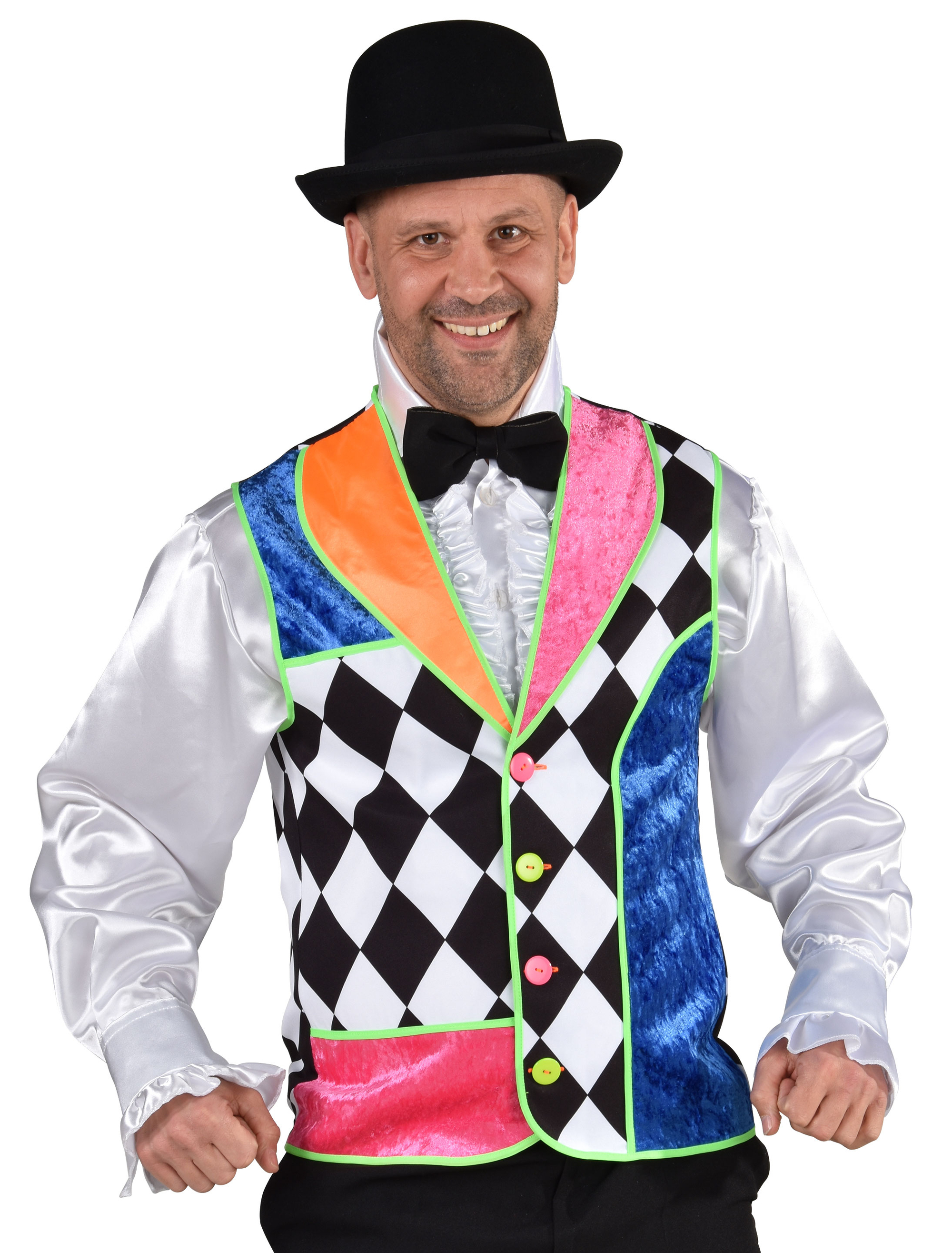 Weste Harlekin Herren schwarz/weiß XL
