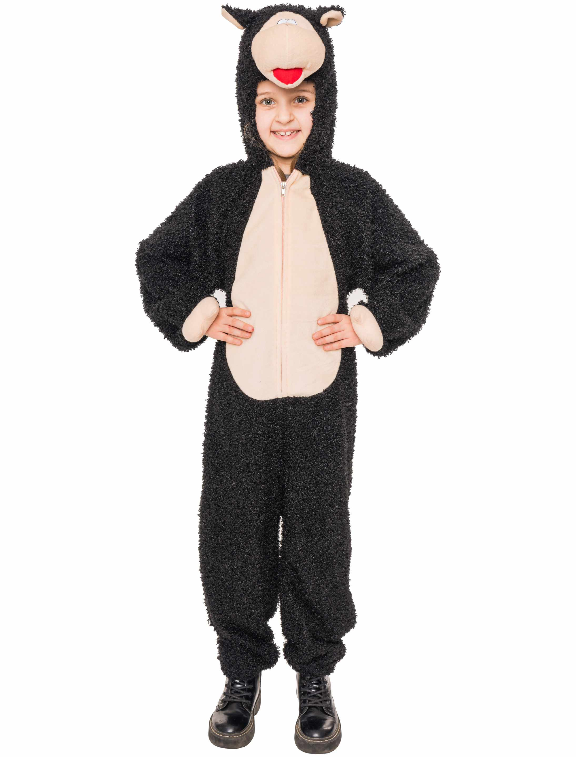 Overall Plüsch Schaf schwarz 86/92
