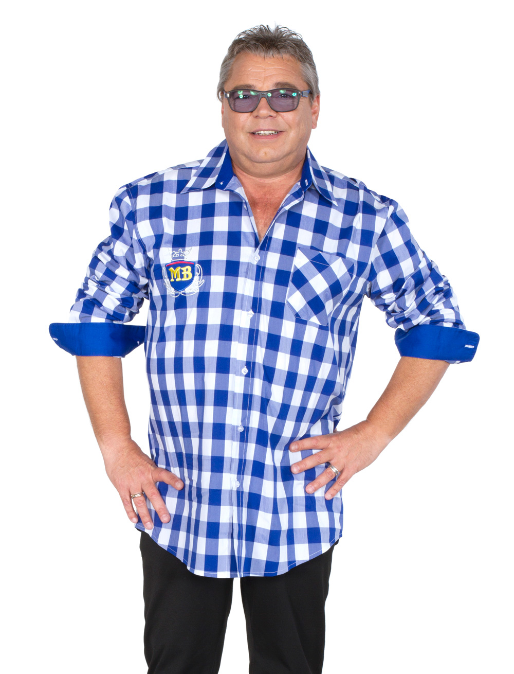 Hemd Micky Brühl blau/weiß L