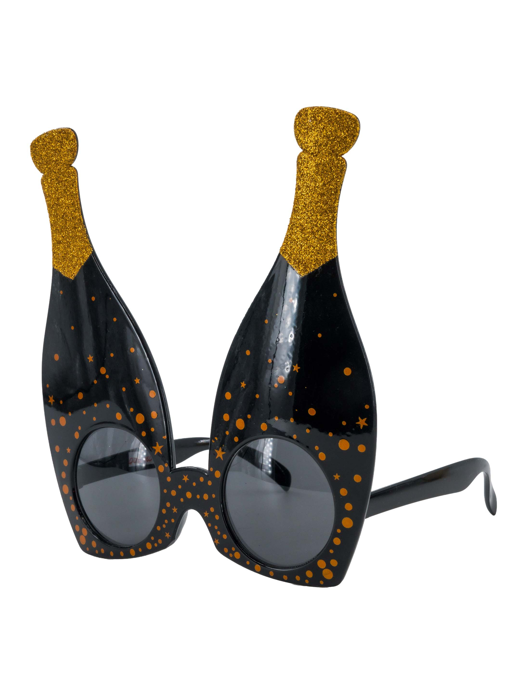 Kostümzubehör Brille Sektflaschen schwarz/gold
