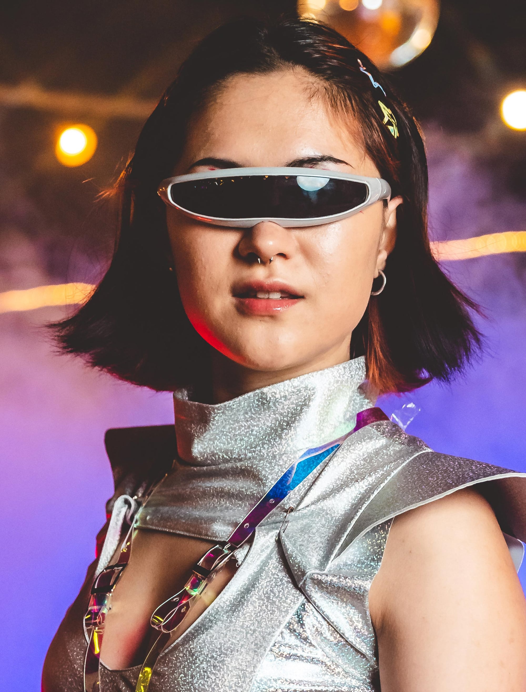 Kostümzubehör Brille Space silber