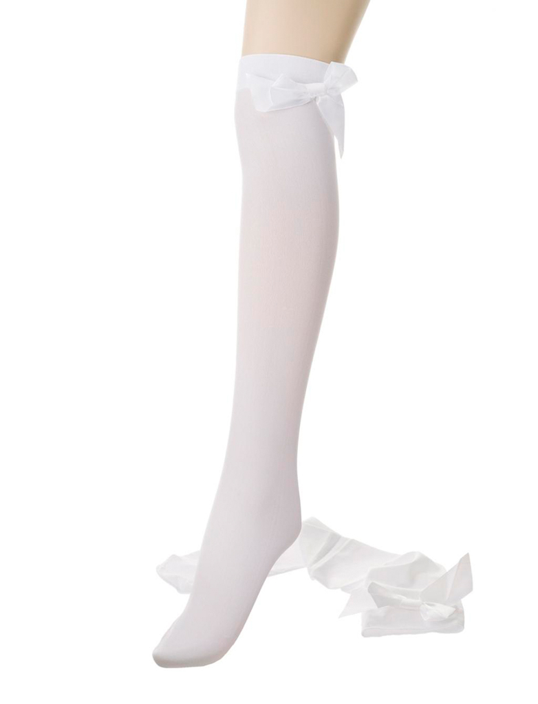 Kostümzubehör Overknee Strümpfe mit Schleife Damen weiß/weiß one size
