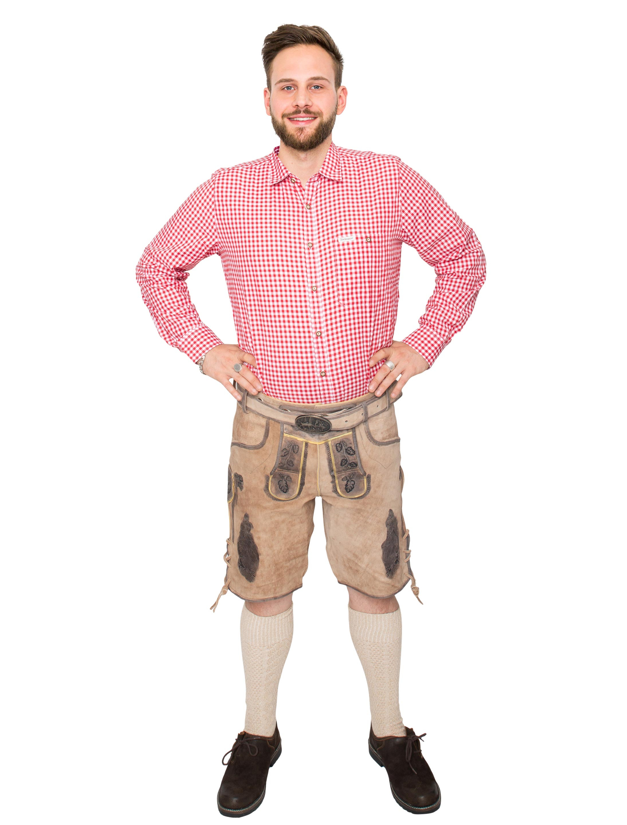 Lederhose kurz Hirsch Herren braun 3XL