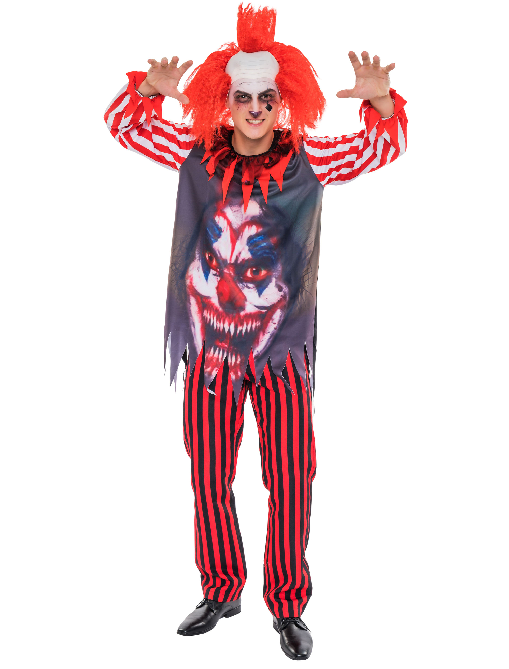 Shirt Gruselclown Herren schwarz/weiß/rot L-XL
