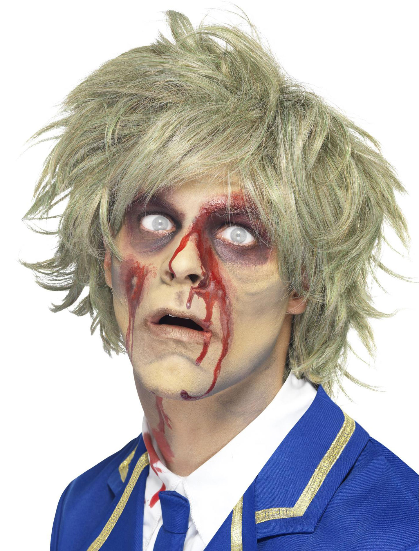 Kostümzubehör Perücke Zombie grün/grau