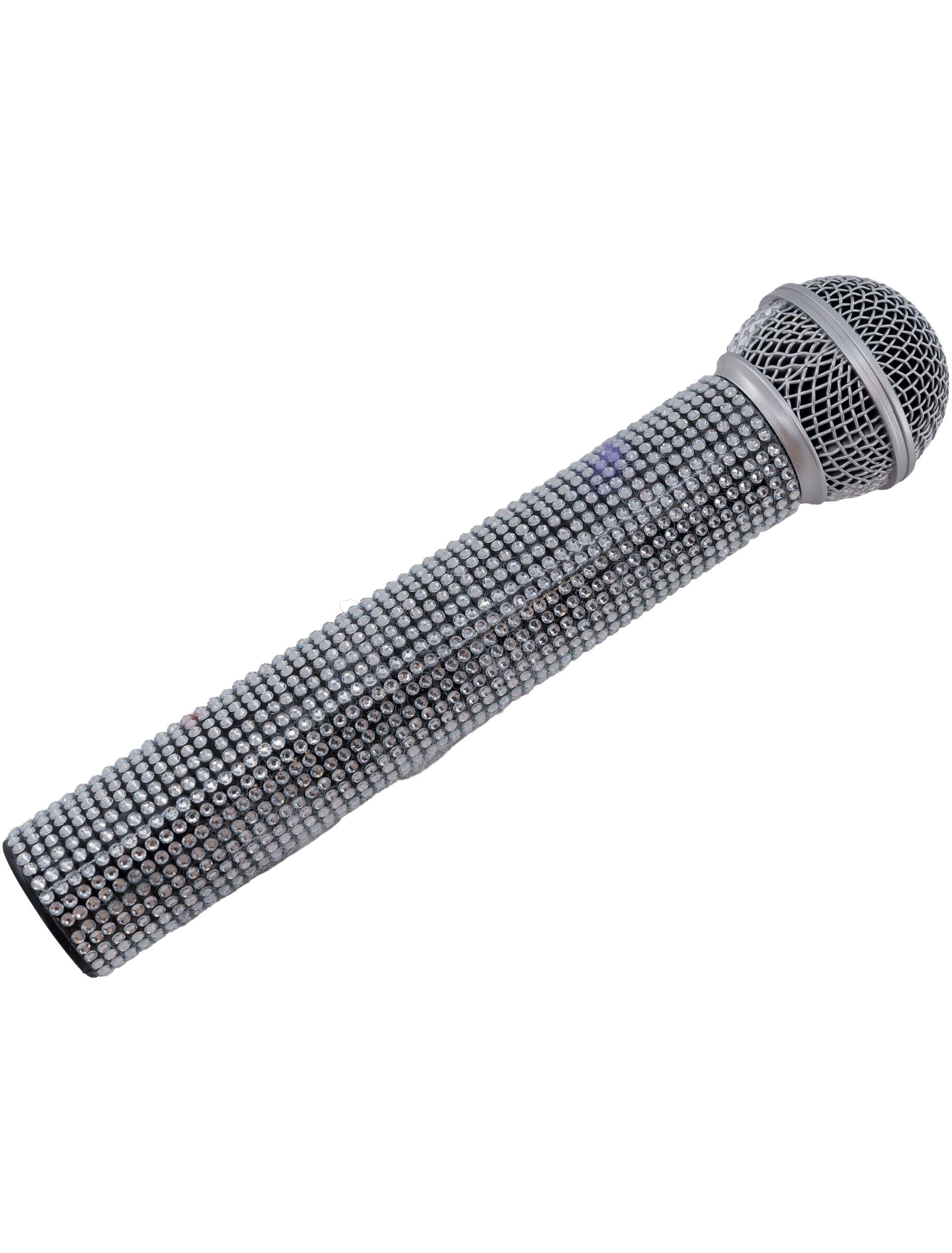 Kostümzubehör Mikrofon Strass silber
