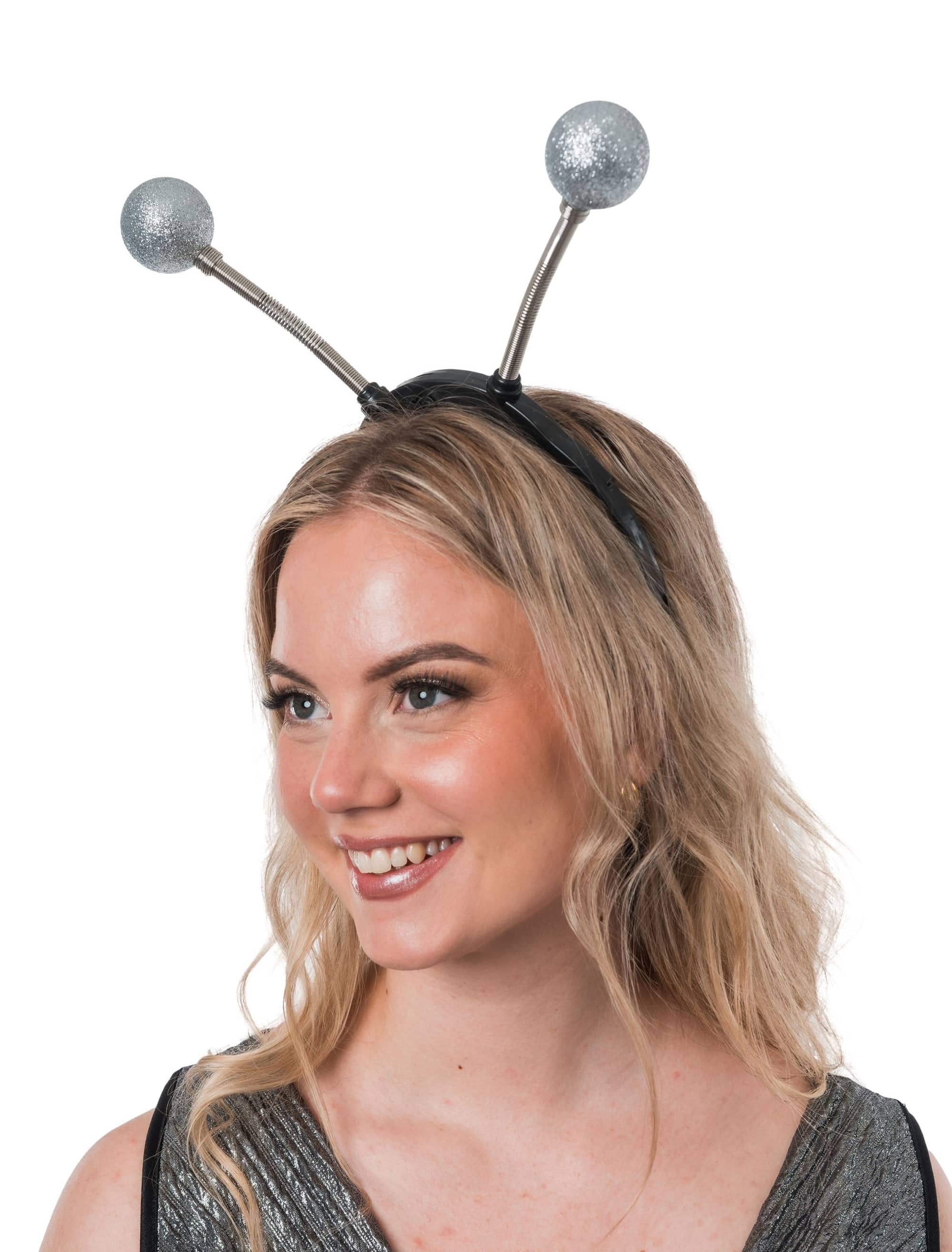 Kostümzubehör Haarreif LED Alien silber